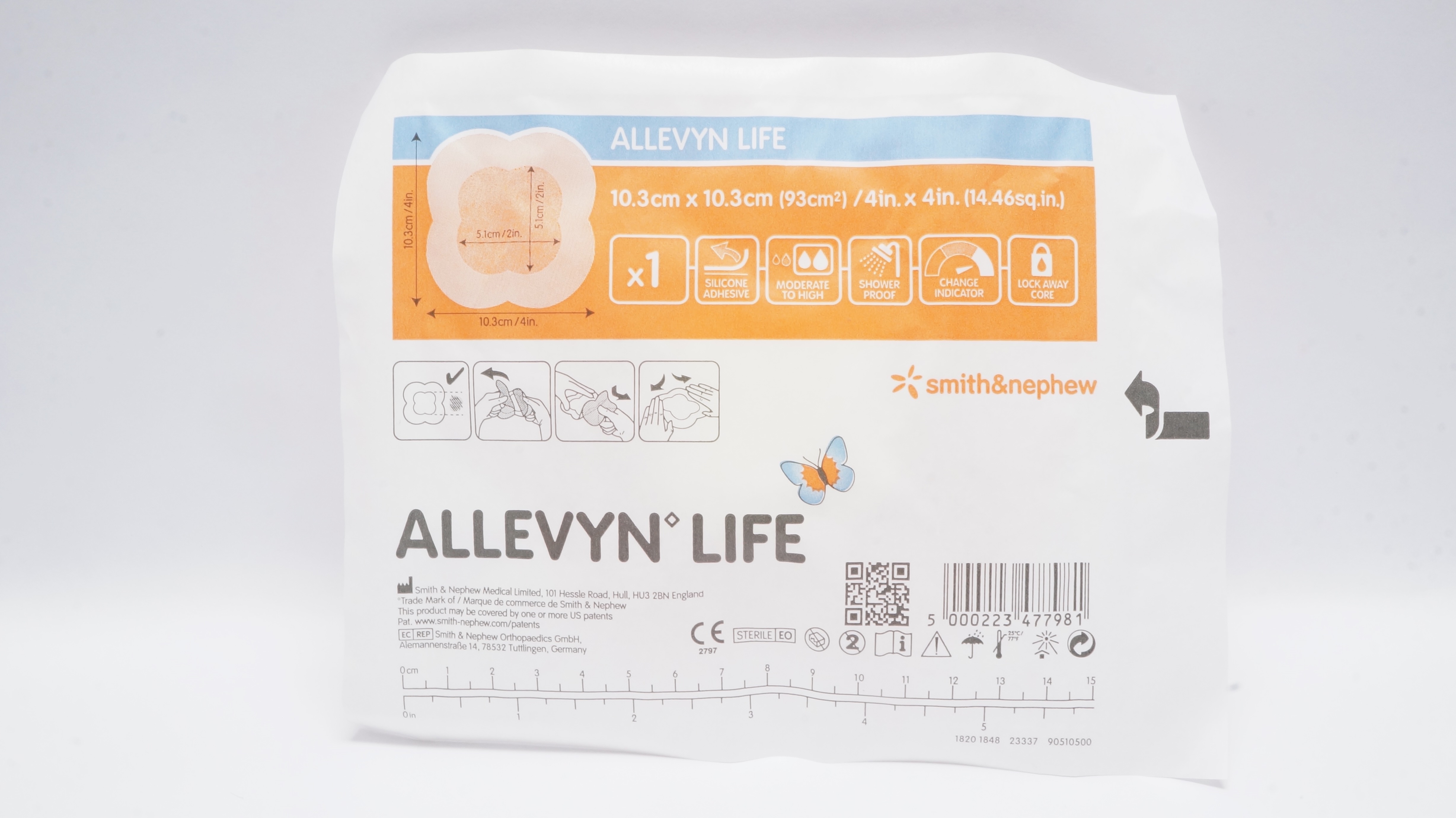 Smith&Nephew 66801067 ALLEVYN Life Silicone Adhesive Dressing 4inch x 4inch (x)