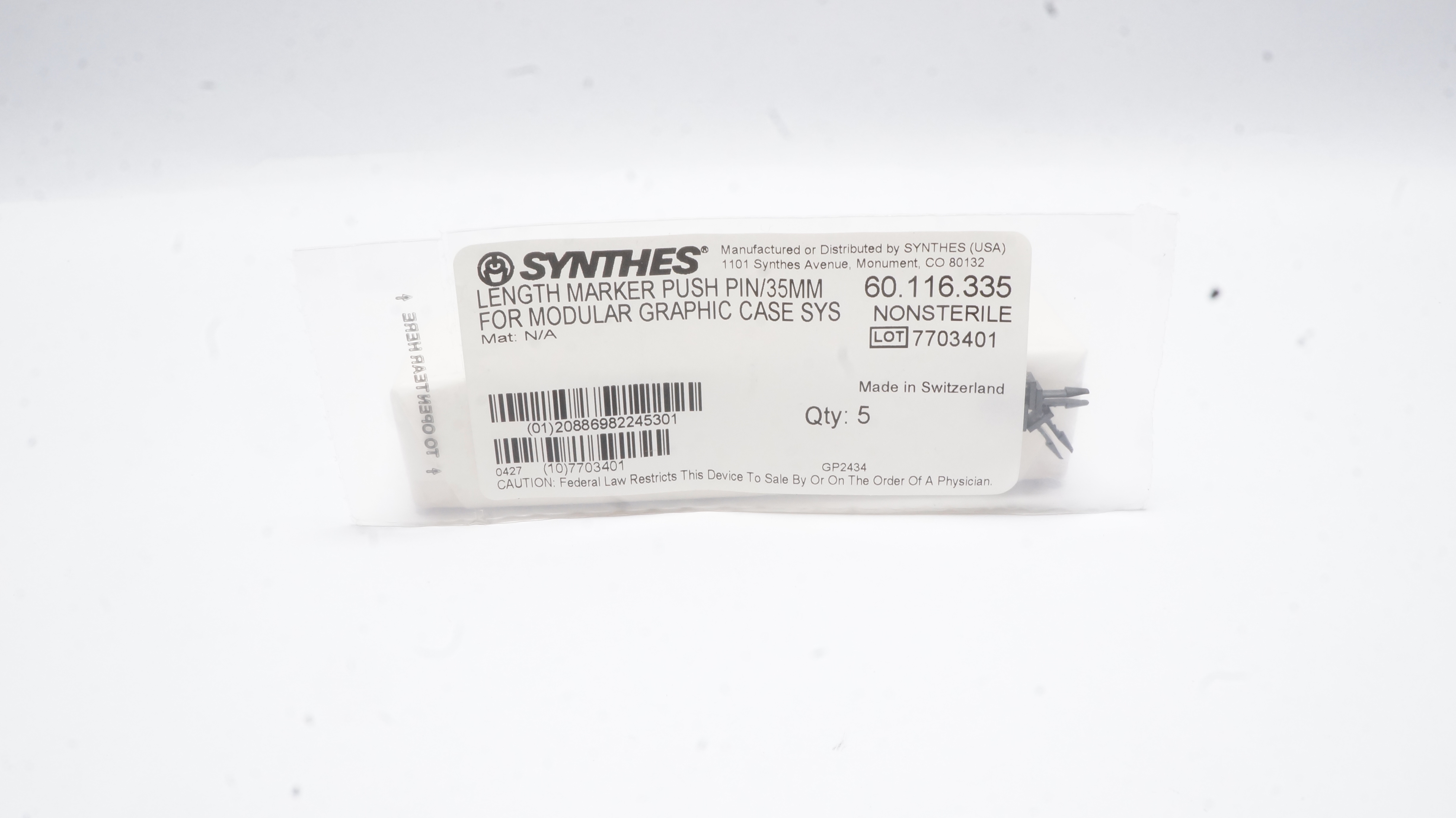 Syphas Pin Synthes 60.116.335 Length Marker Push Pin/35mm Nonsterile - Pack of 4