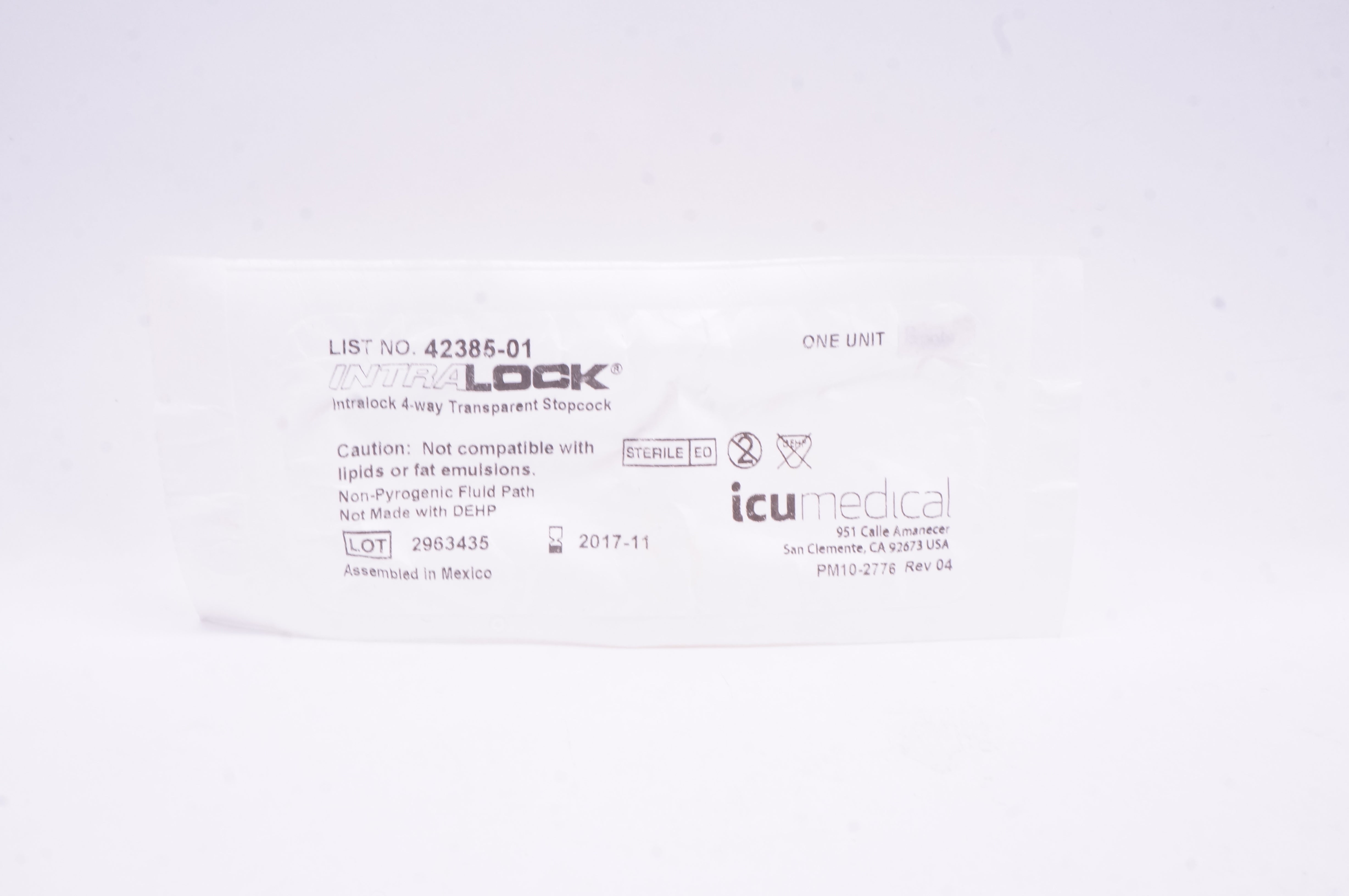 ICU Medical 4238501 IntraLock 4Way Transparent Stopcock (x)