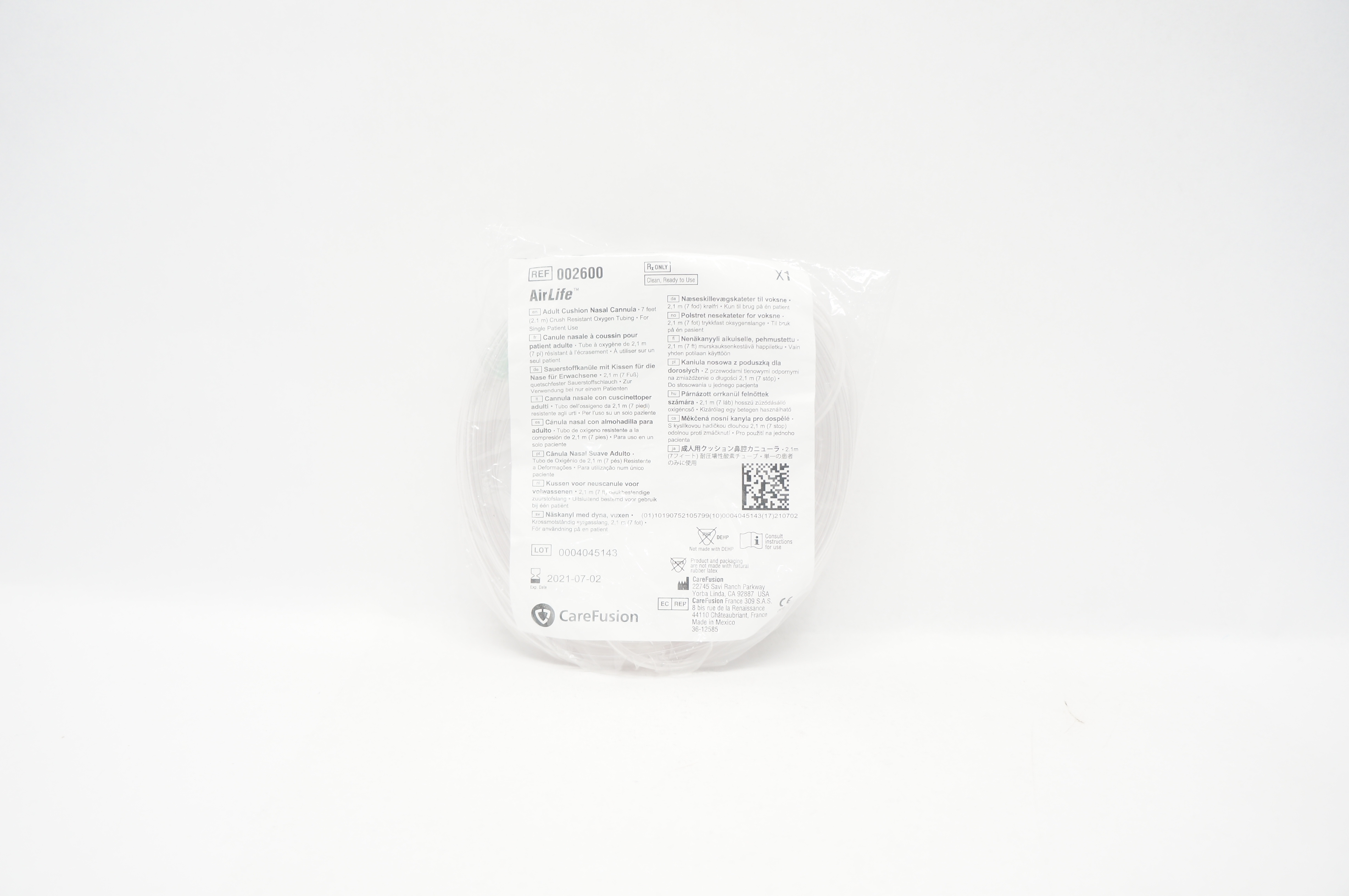 CareFusion 002600 AirLife Adult Cushion Nasal Cannula w/Oxygen Tubing 7 feet (x)
