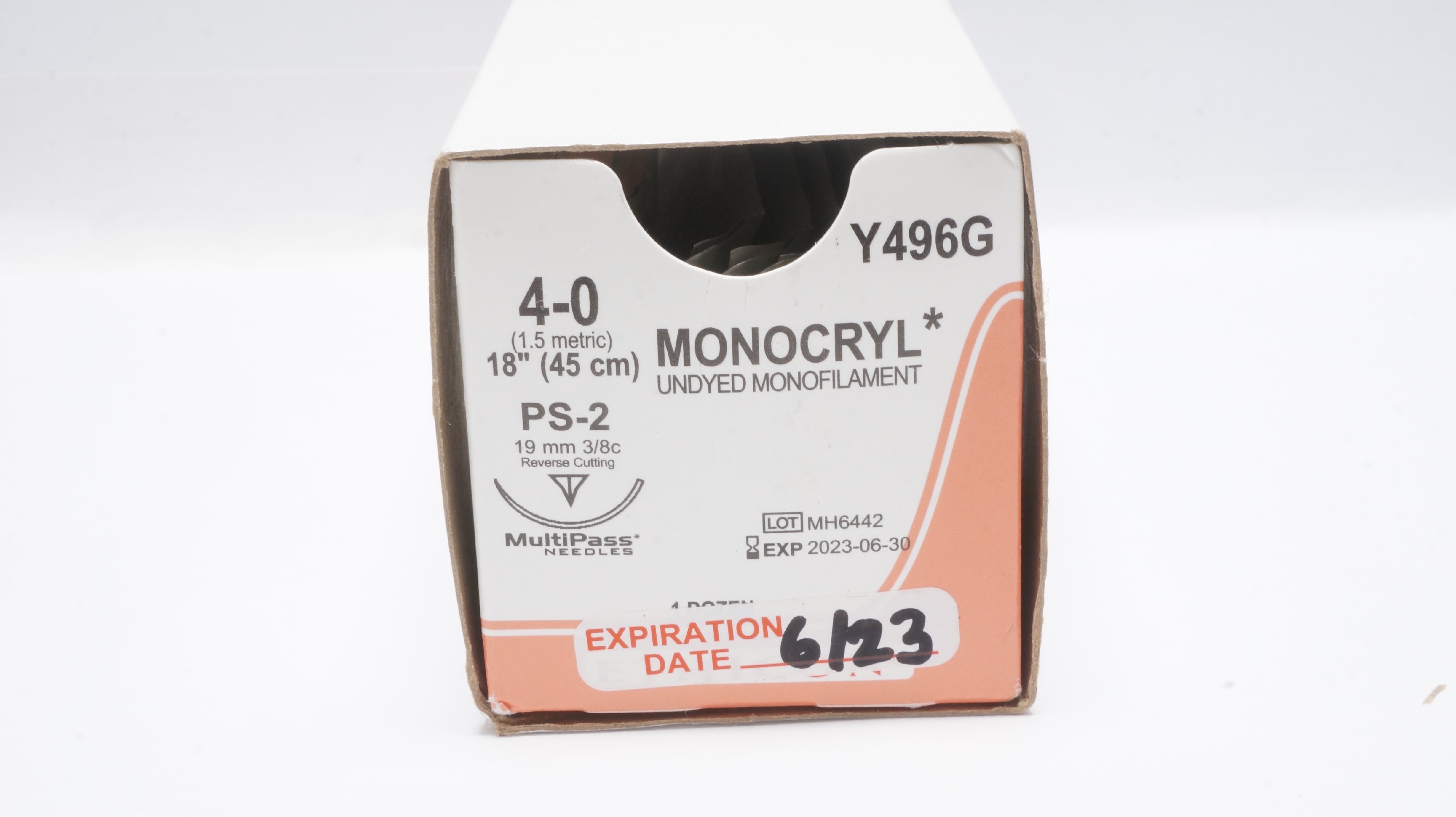 Ethicon Y496G 4-0 Monocryl PS-2 19mm 3/8c Reverse Cutting 18inch (x) - Box of 10
