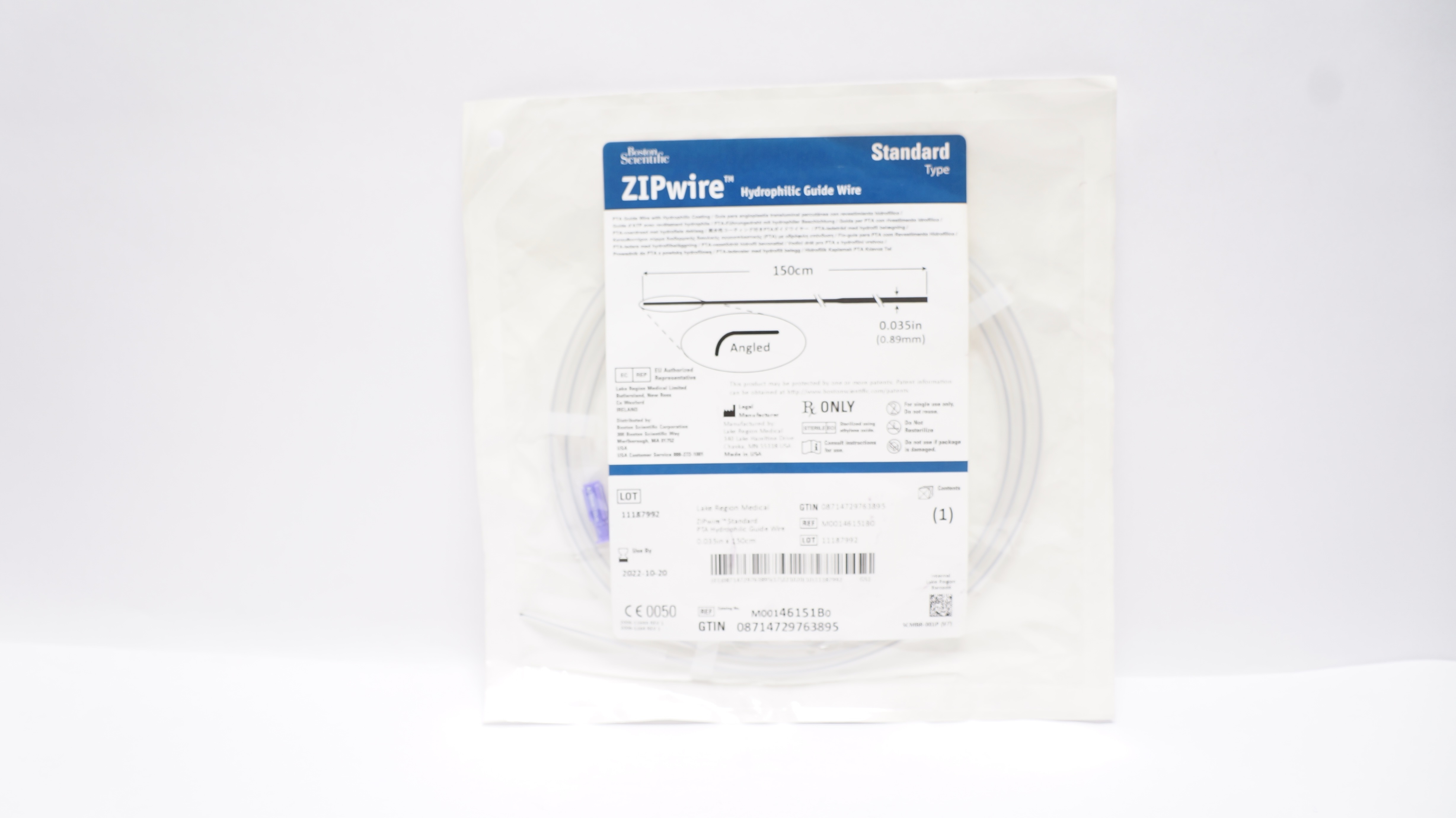 Boston Scientific M00146151B0 ZIPwire Hydrophilic Guide Wire 0.035inchx150cm (x)