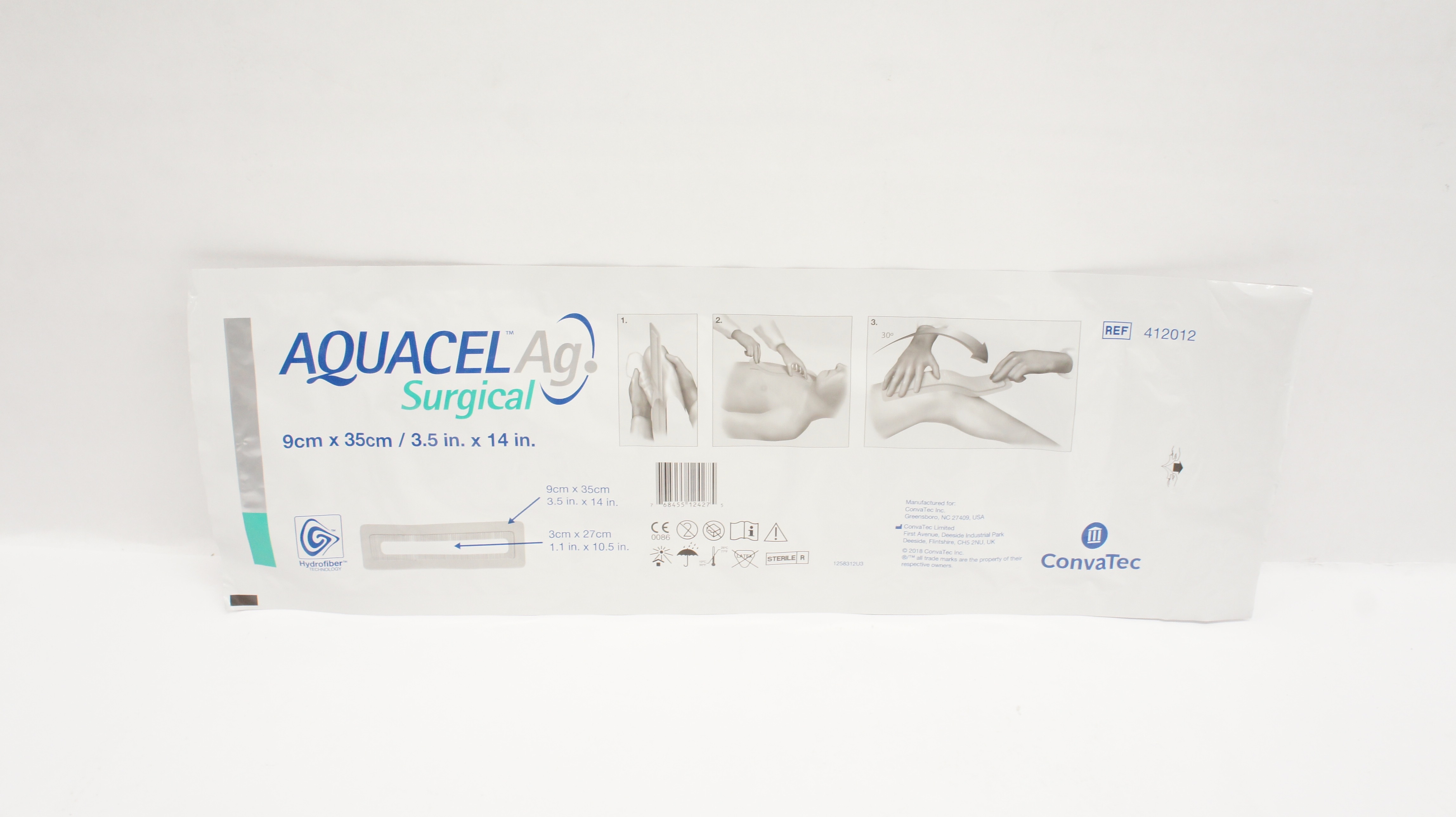ConvaTec 412012 Aquacel Ag Surgical Hydrofiber Dressing 3.5 x 14inch (x)