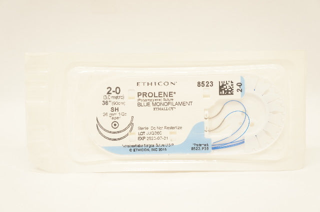 Ethicon 8523 2-0 Prolene Polypropylene Stre SH 26mm 1/2c Taper 36 inch (x)