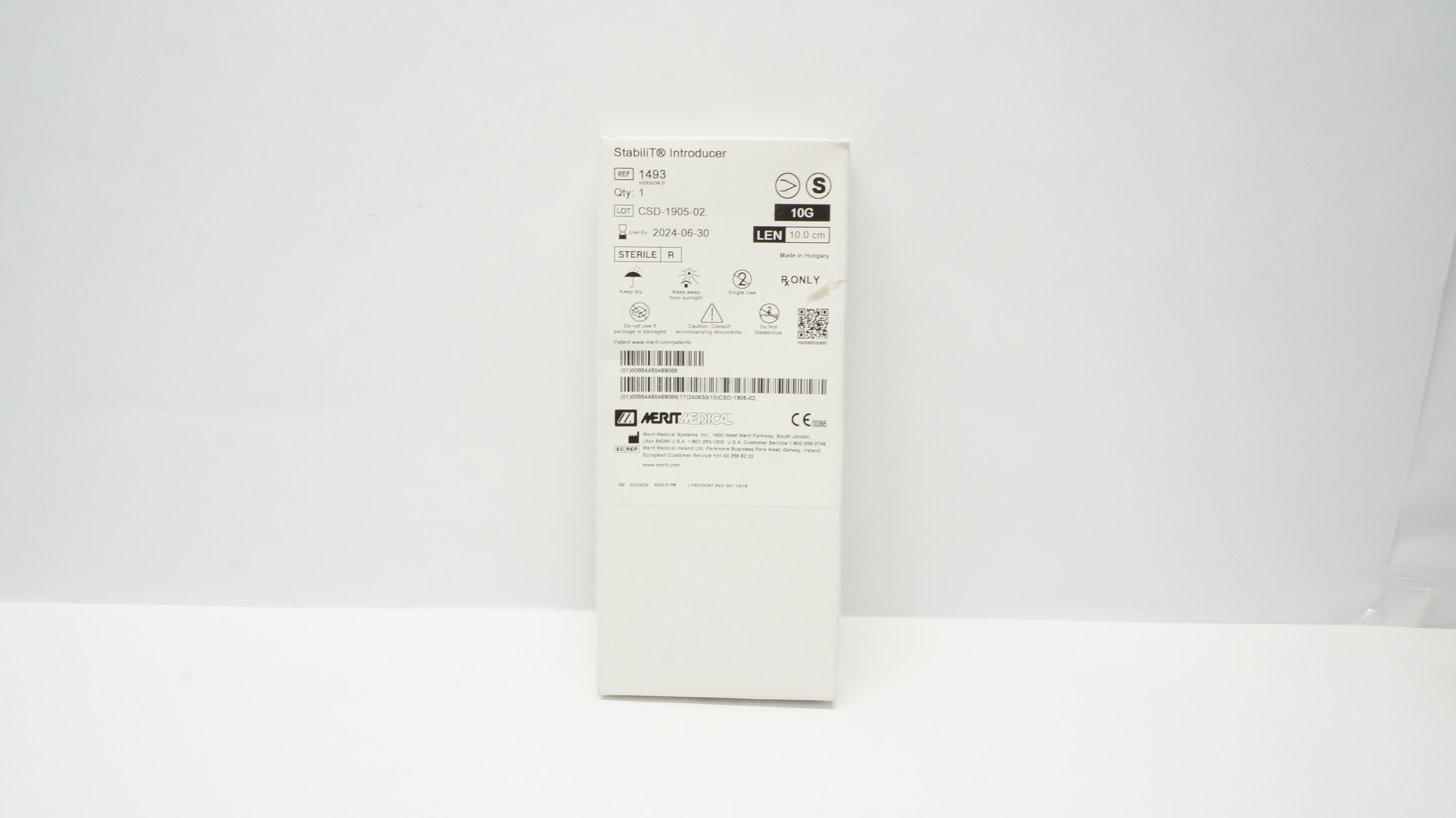 MeritMedical 1493 Stabilit Introducer 10G x 10.0cm (x)