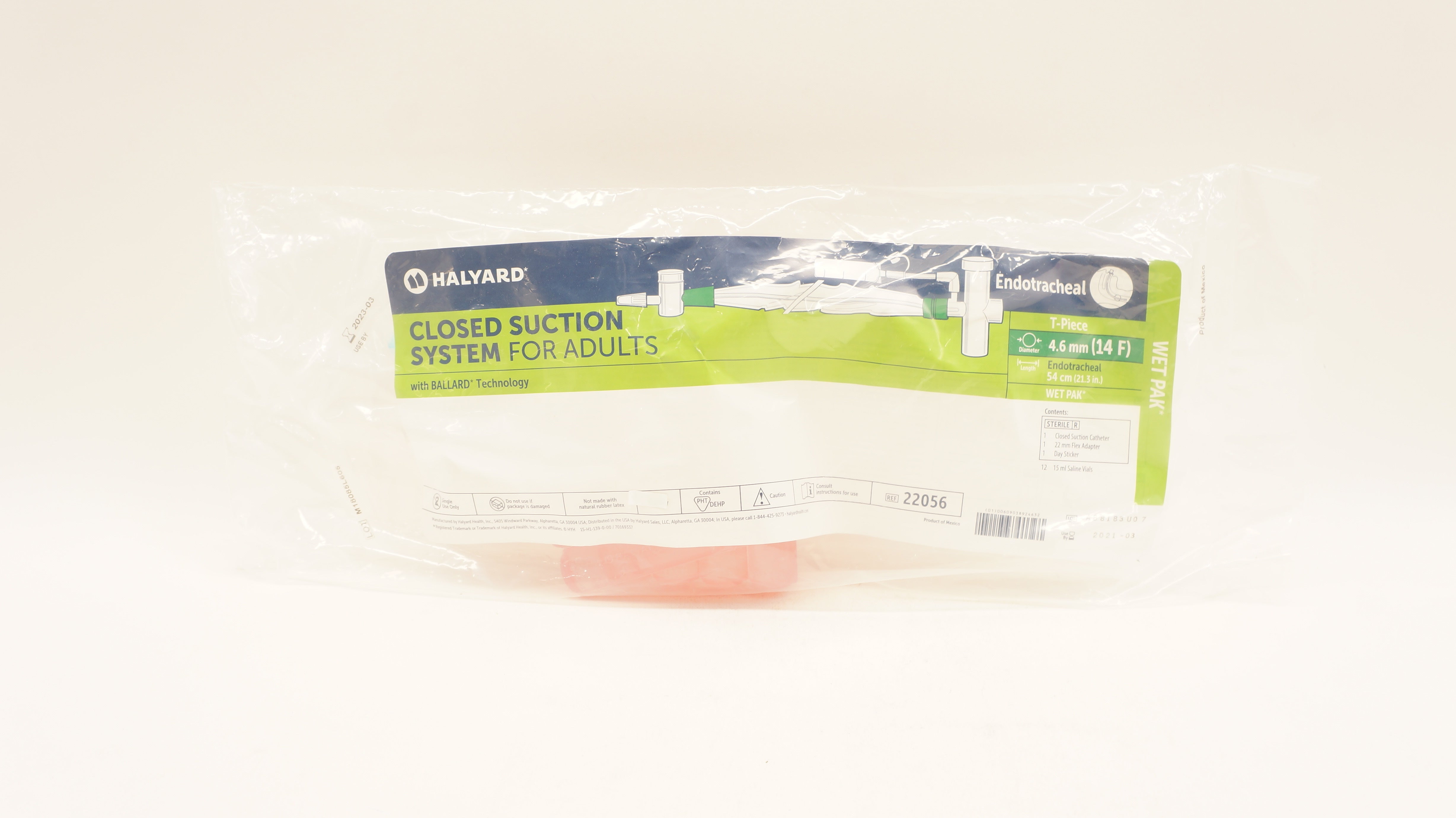 Halyard 22056 Endotracheal Closed Suction System For Adults 14F x 21.3 inch (x)