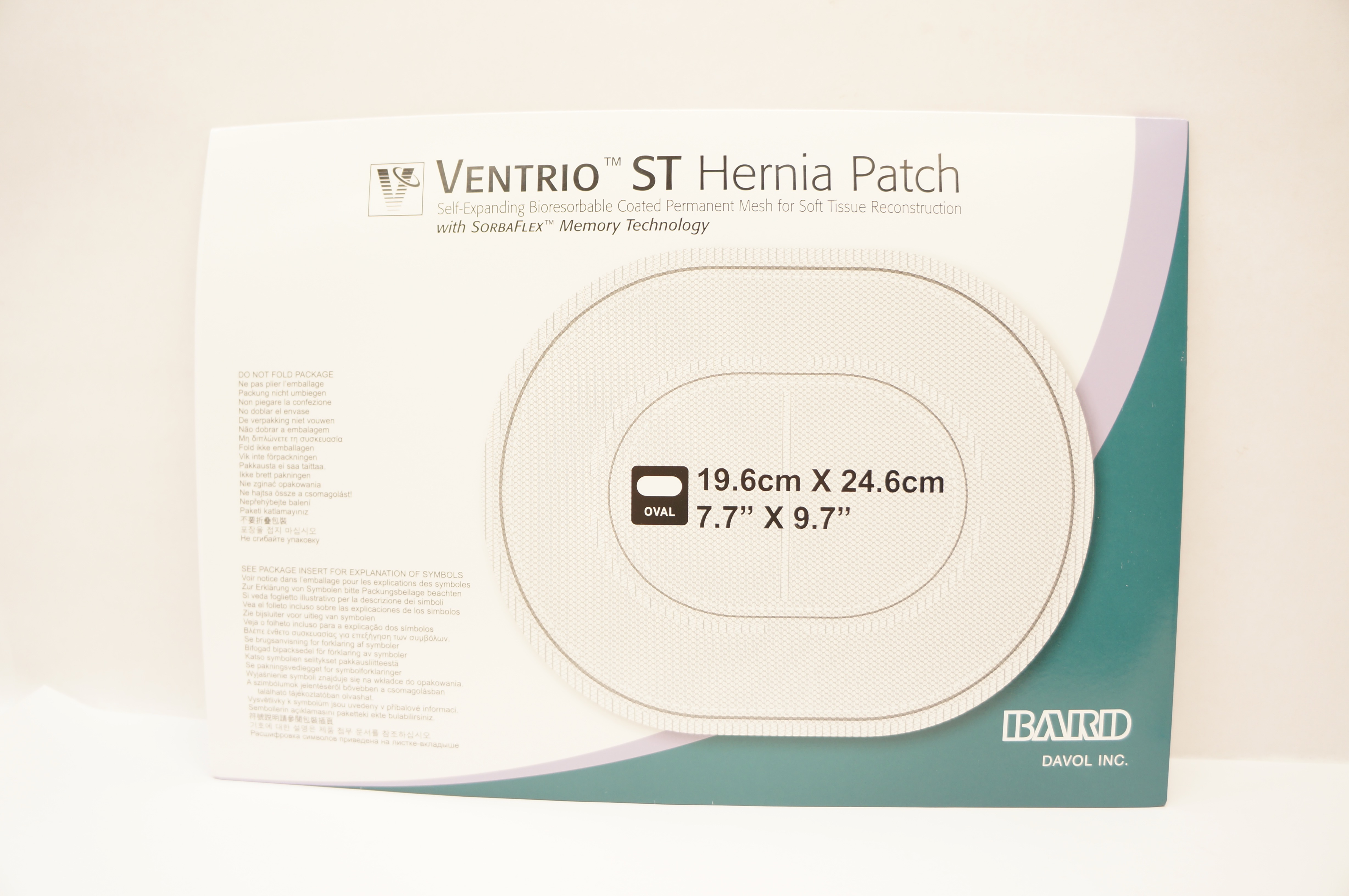 Bard 5950070 Davol Ventrio ST Hernia Patch 7.7inch x 9.7inch (x)