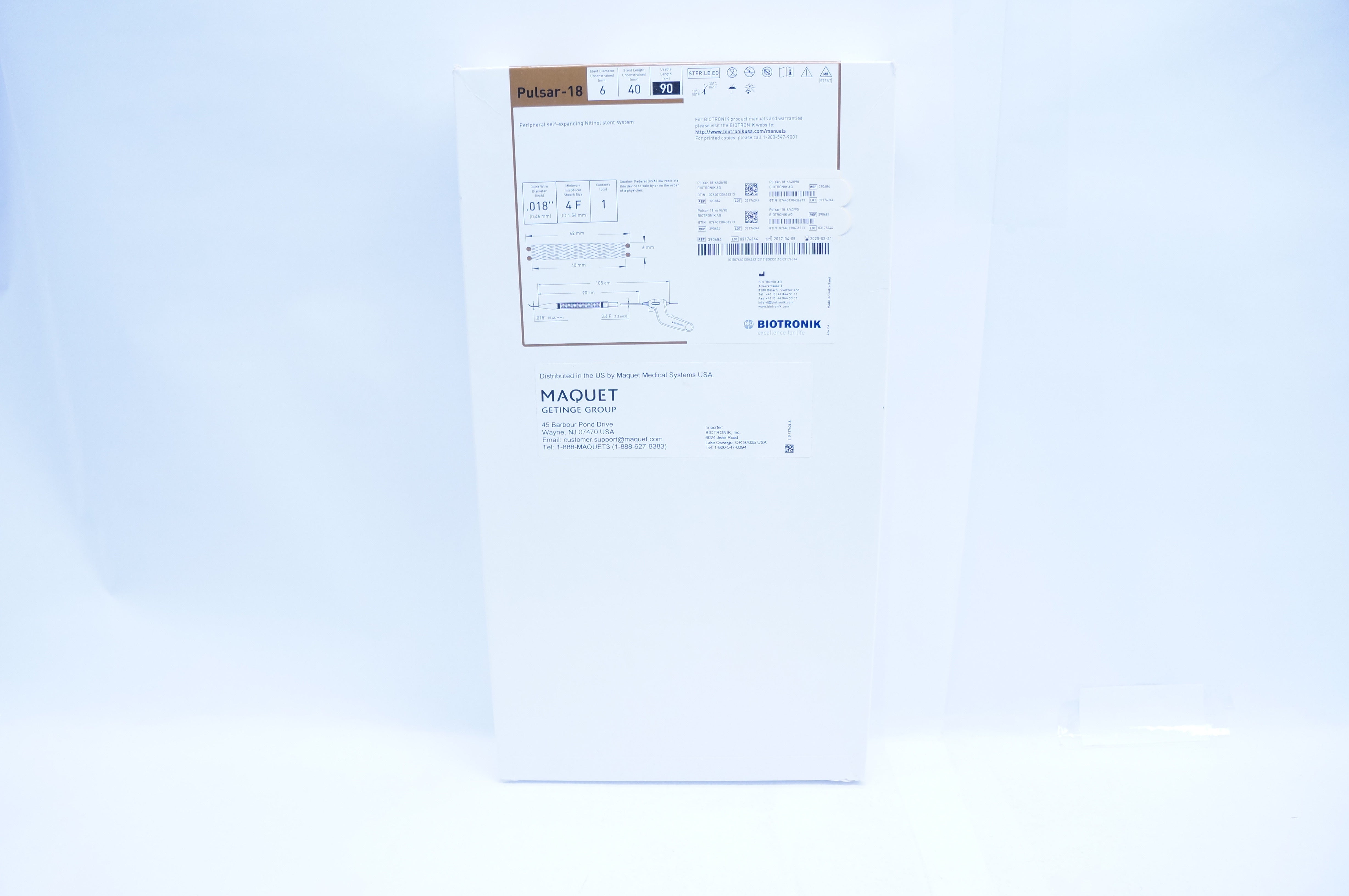 Biotronik AG 390684 Self-Expanding Nitinol Stnt System 6 x 40mm x 90cm (x)
