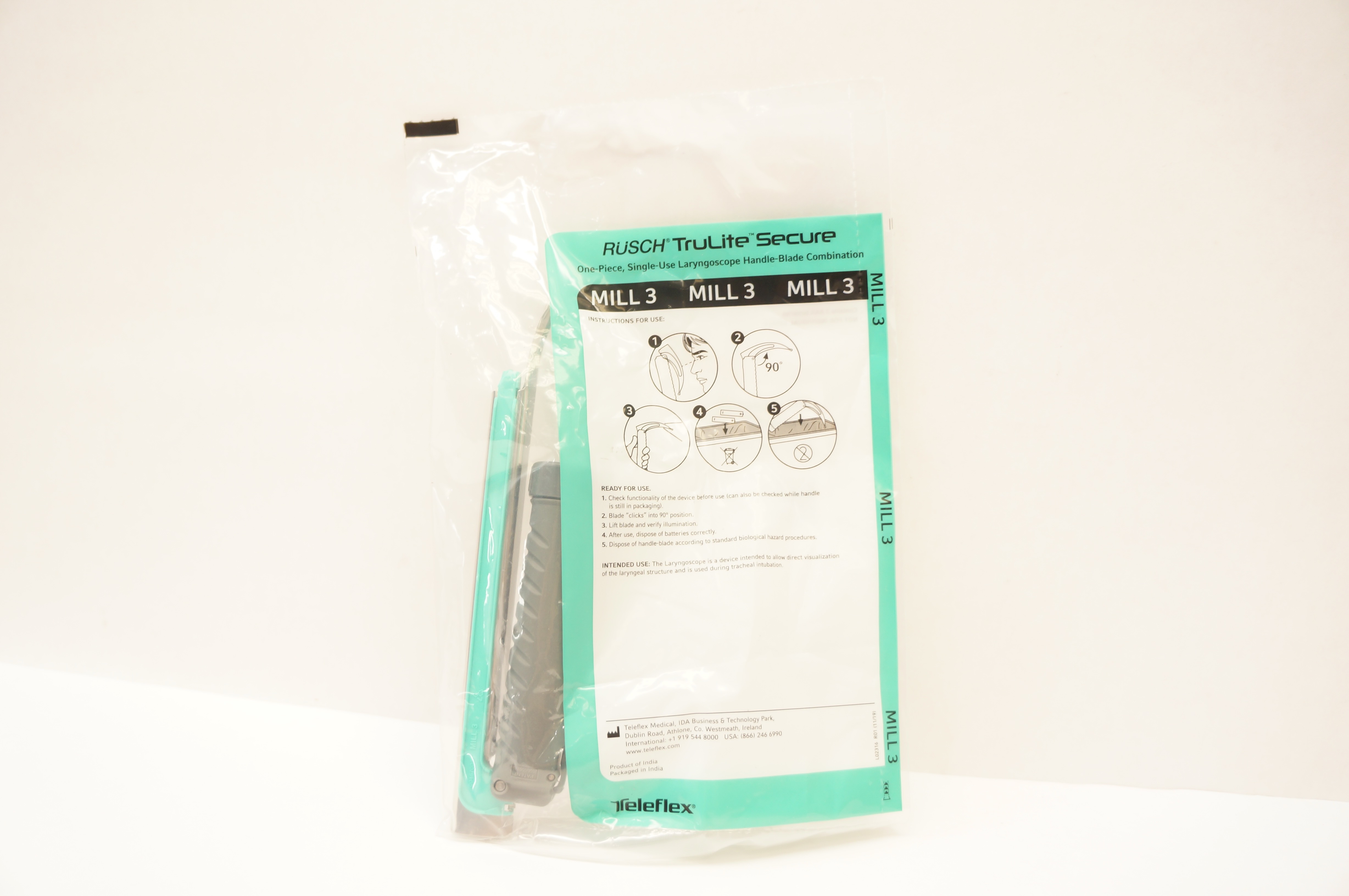 Teleflex 004670003 TruLite Secure Laryngoscope Handle-Blade Combination Mill3(x)