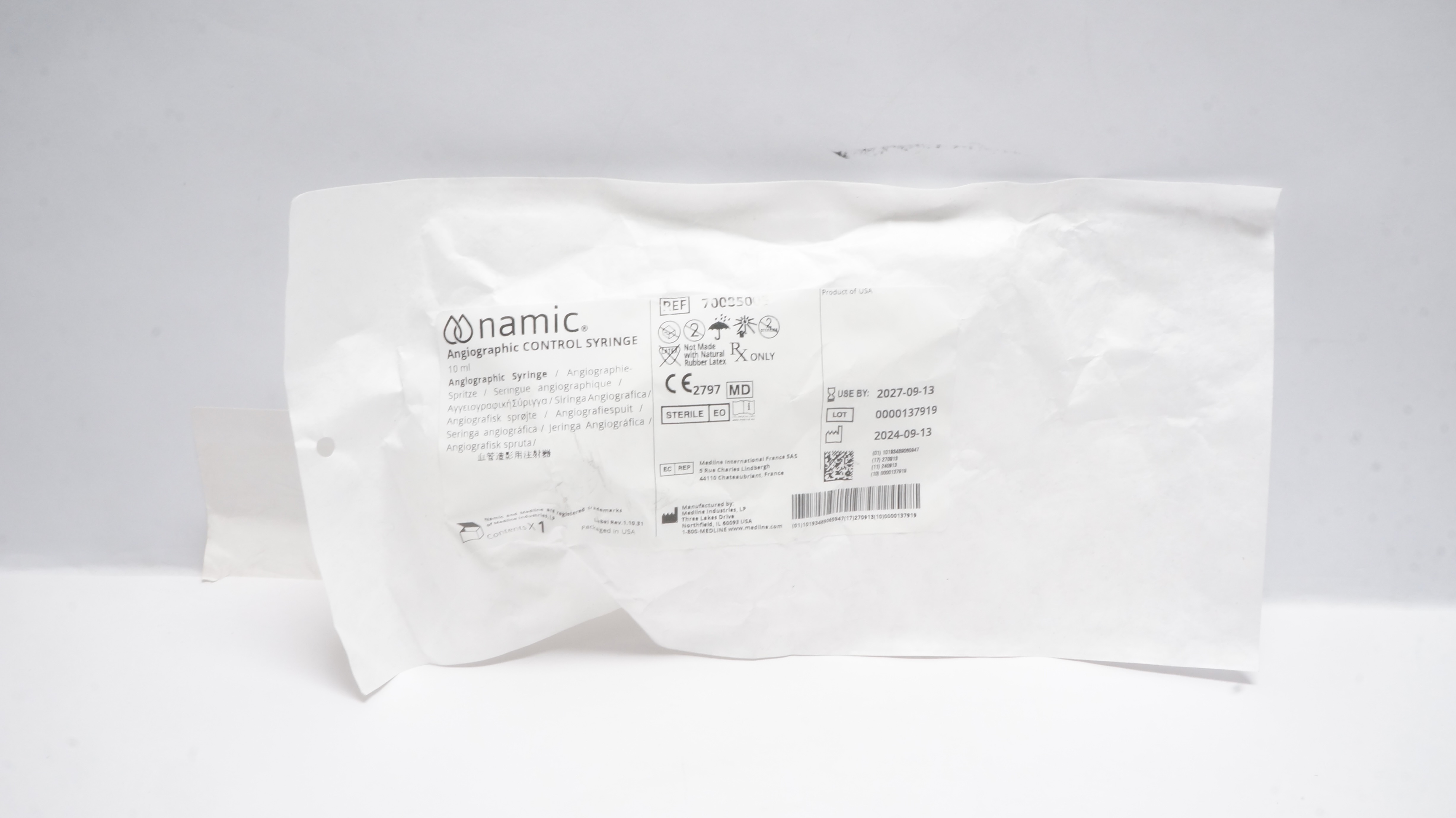 Navilyst Medical 70085003 Namic Angiographic Control Syringe 10ml