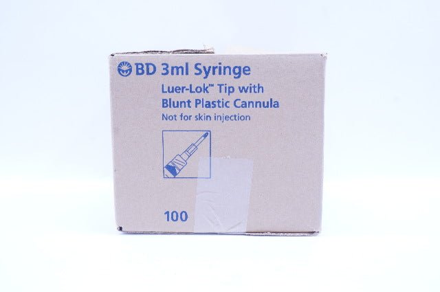 BD 303346 Syringe Luer-Lock Tip with Blunt Plastic Cannula, 3mL - Box of 71