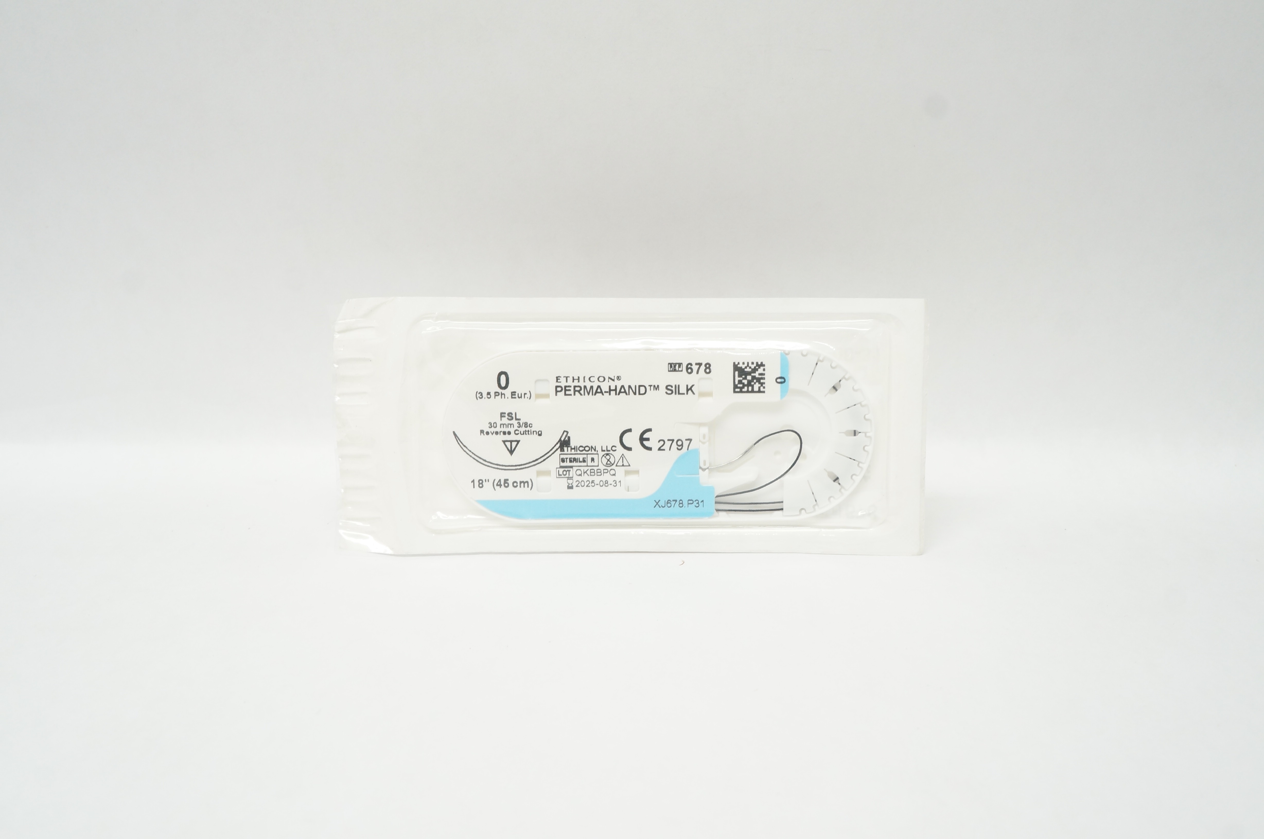 Ethicon 678 0 PERMA-HAND SILK Stre FSL 30mm 3/8c Reverse Cutting, 18inch