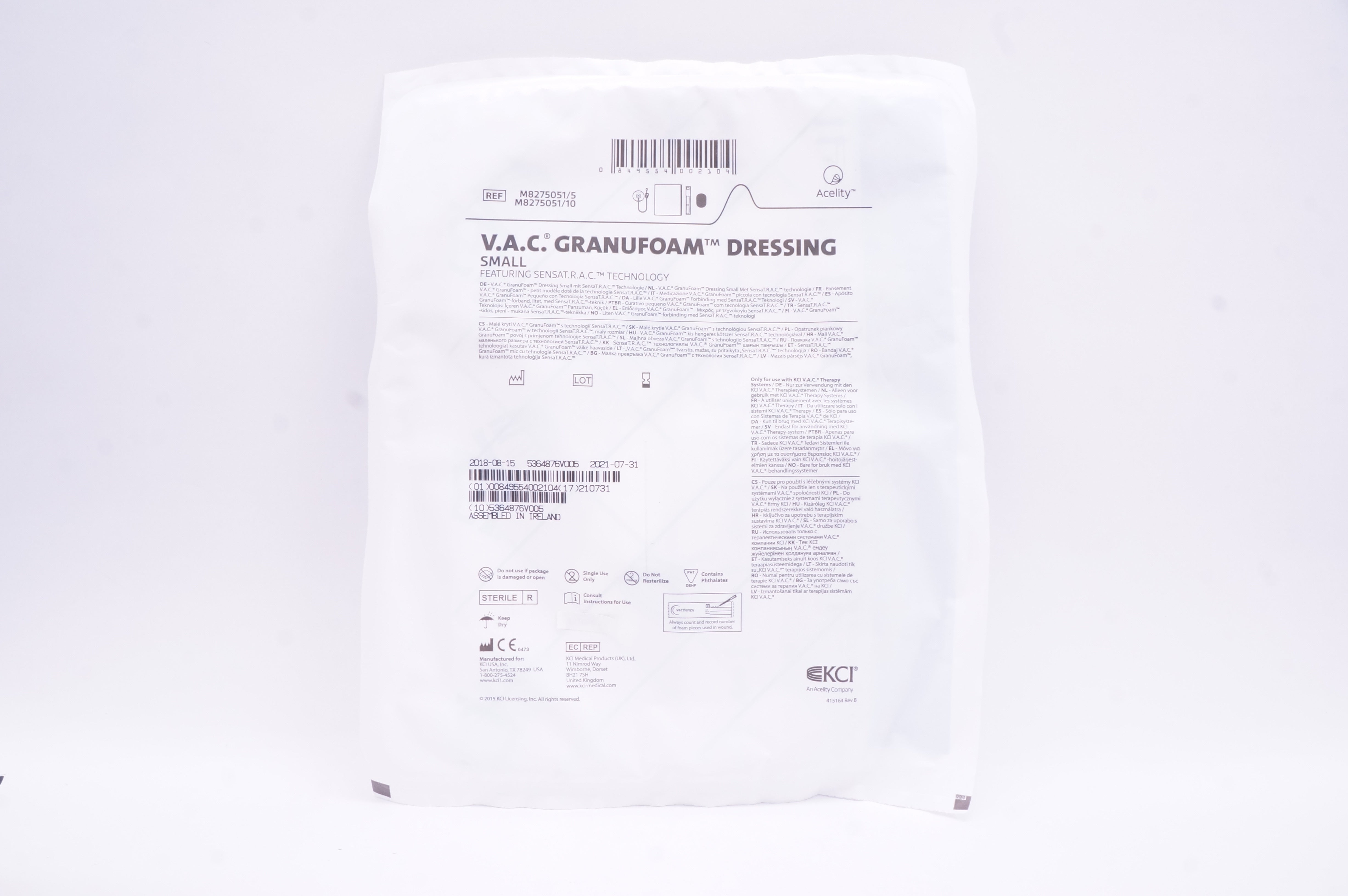 KCI M8275051/5 V.A.C. Granufoam Dressing, Small (x)
