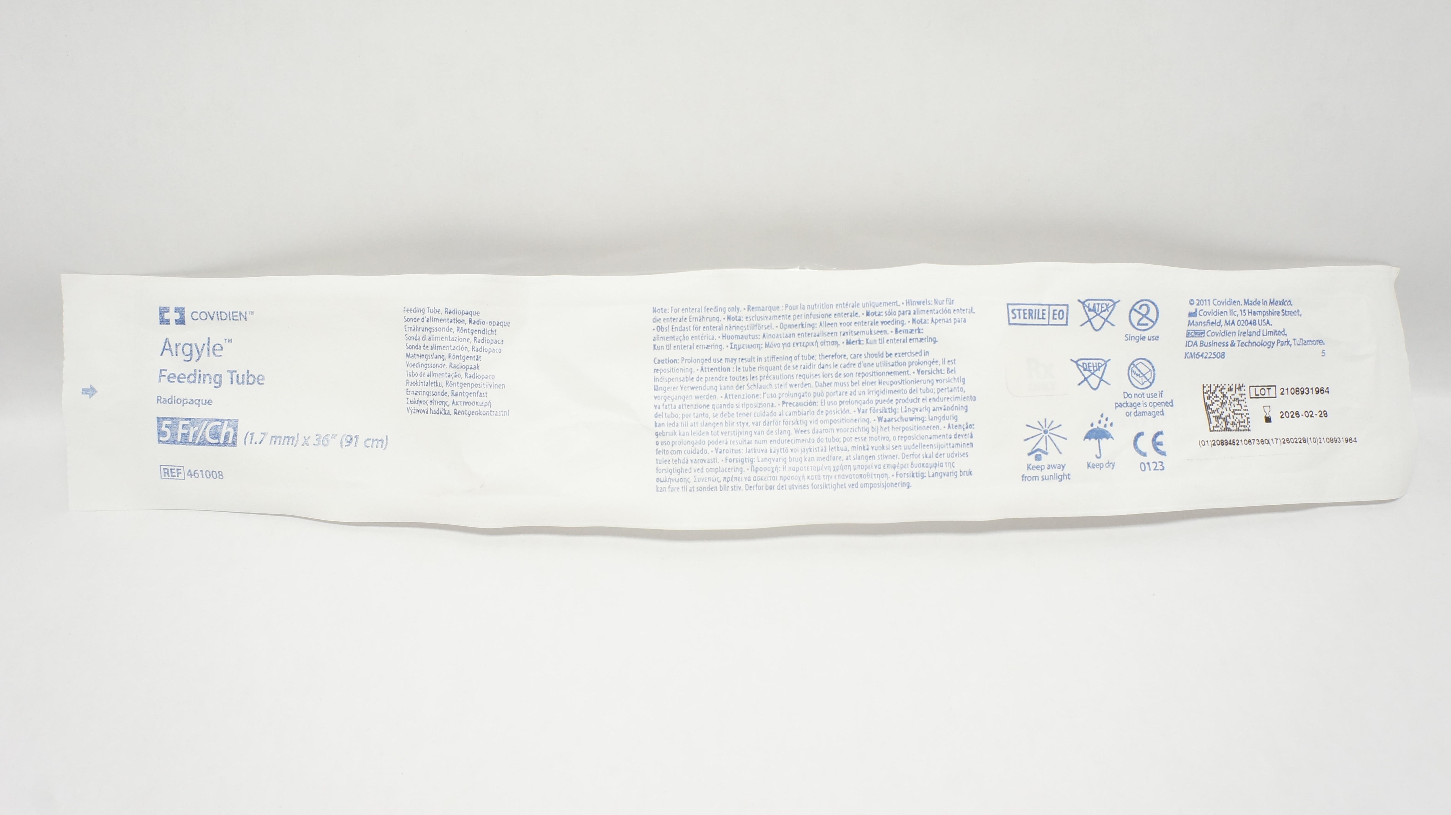 Covidien 461008 Argyle Feeding Tube 5 Fr x 36inch