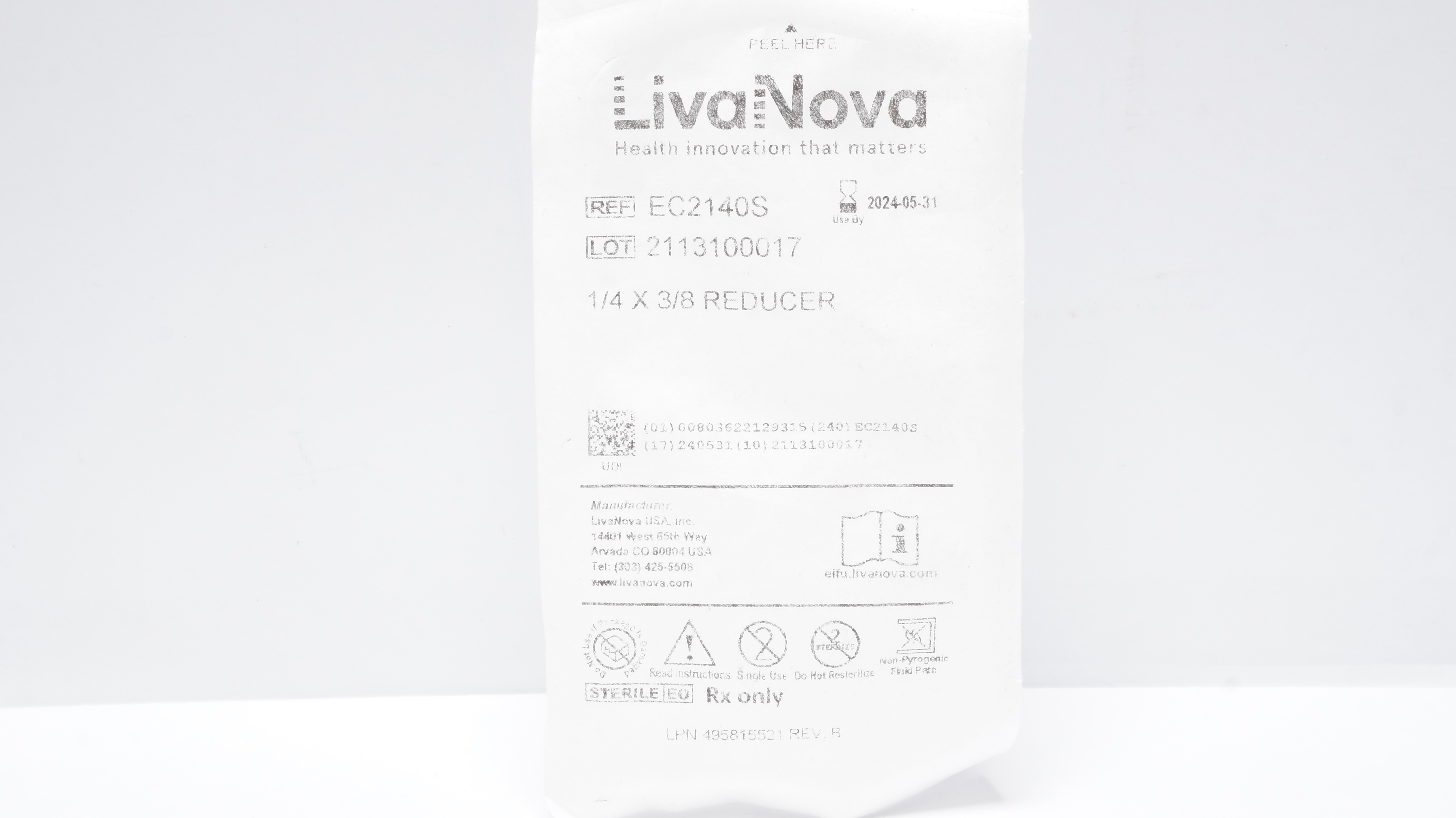 LivaNova EC2140S Reducer 1/4inch x 3/8inch (x)