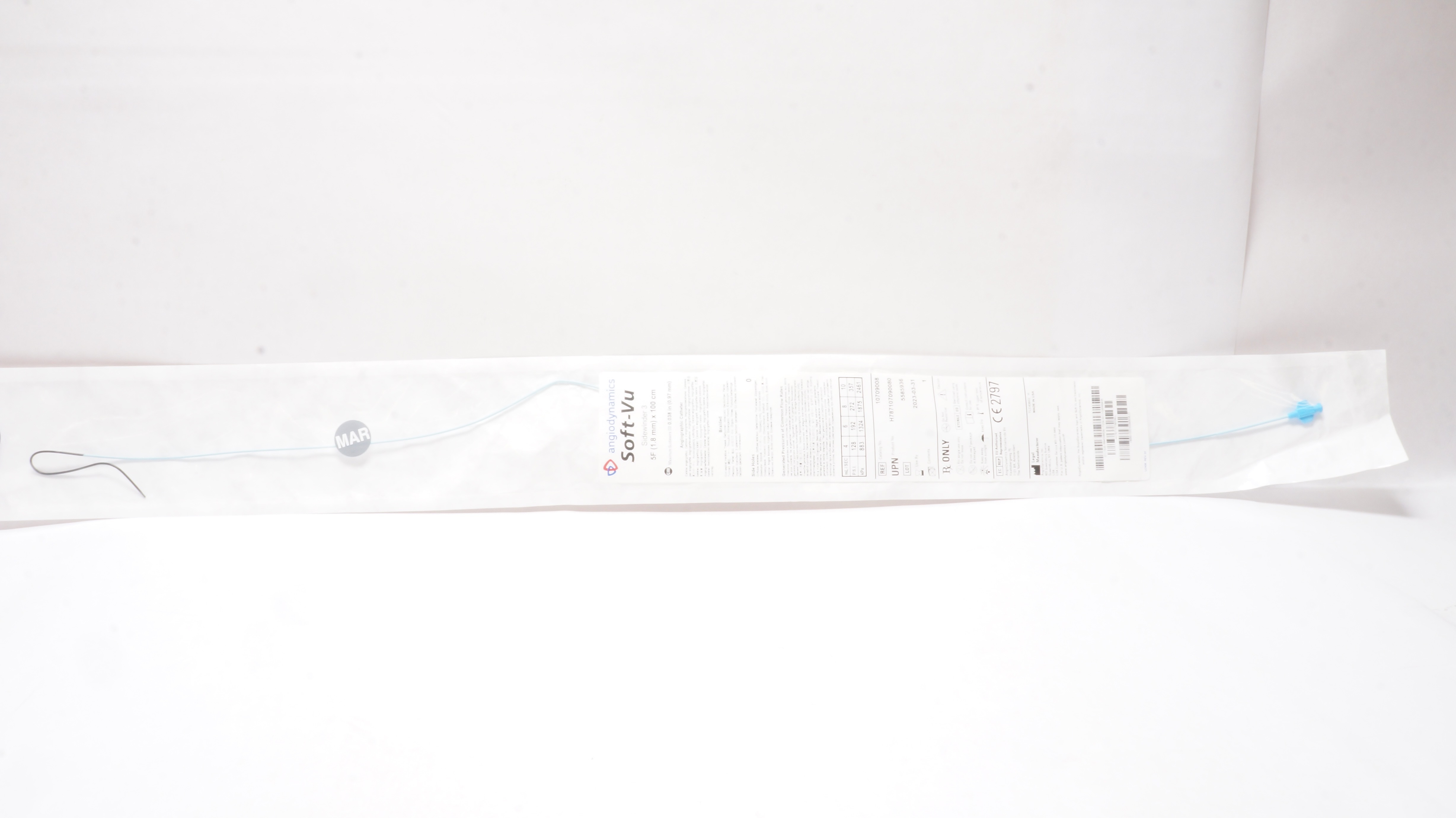 Angiodynamics 10709008 SoftVu Sidewinder3 Angiographic cath 5F 0.038in