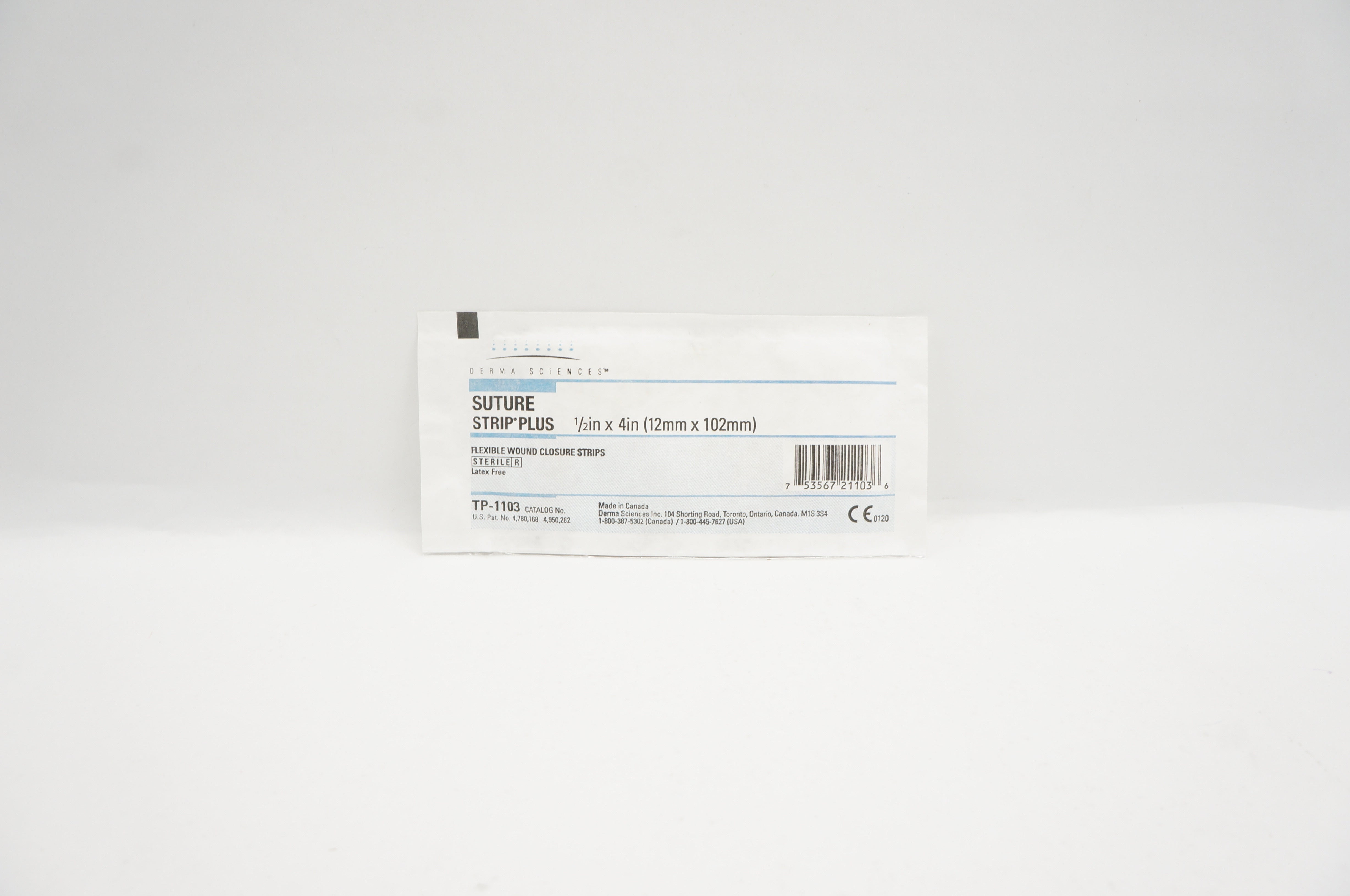 Derma Science TP-1103 Strip Plus 1/2inch x 4inch  Flexible Wound Closure Strips