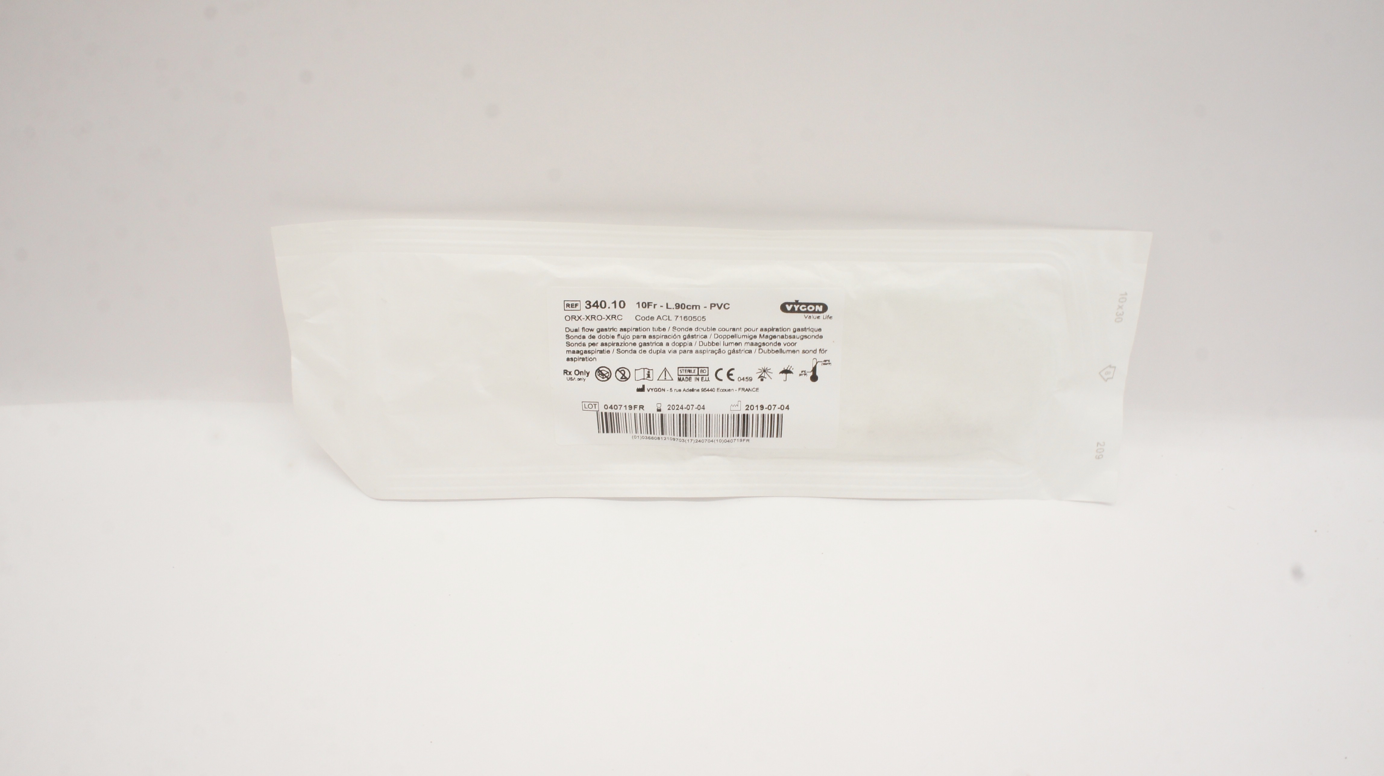 Vygon 340.10 Double Lumen Gastric Tube 10Fr x 90cm