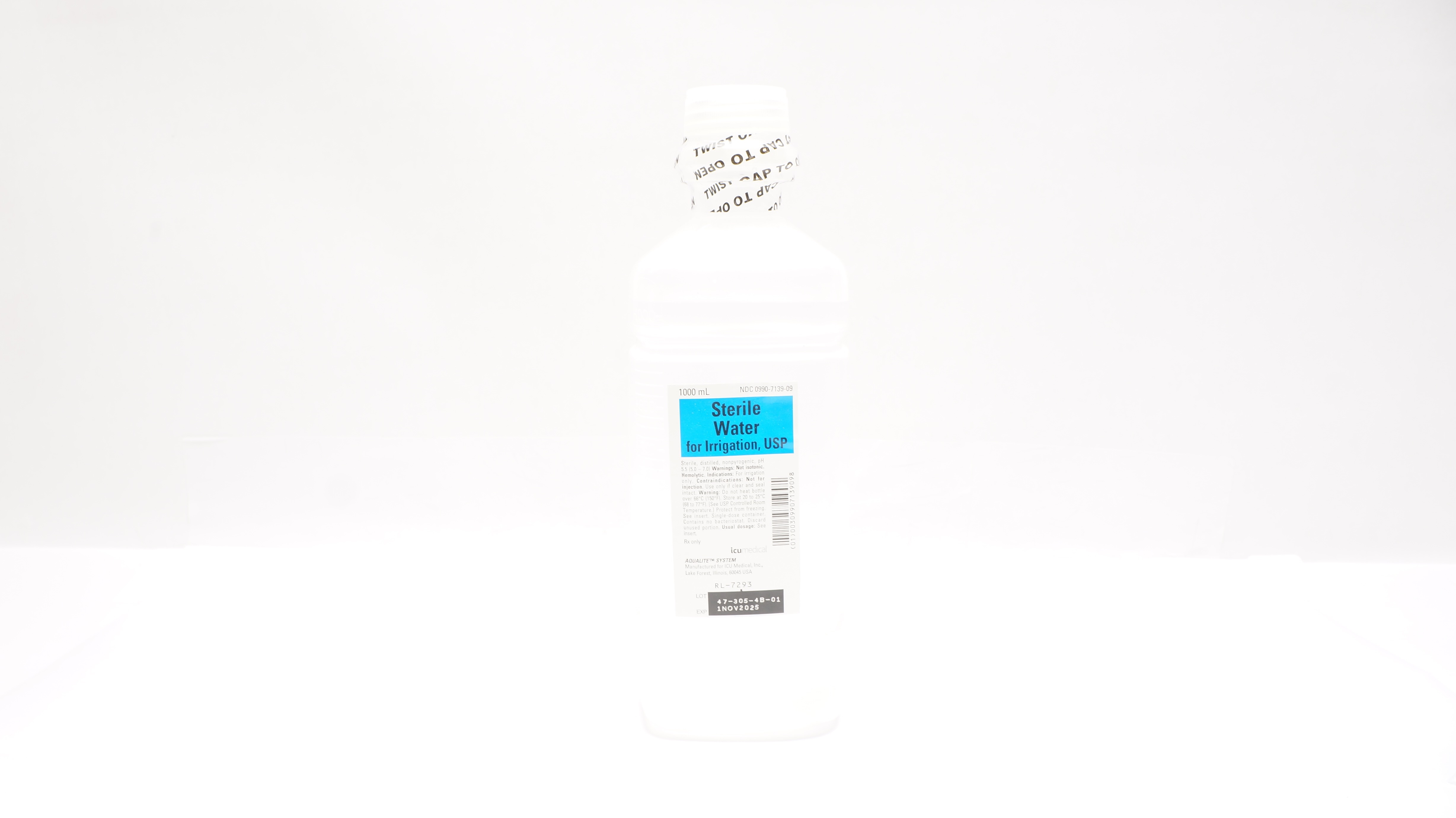 IcuMedical 0990-7139-09 Sterile Water for Irrigation, USP 1000mL
