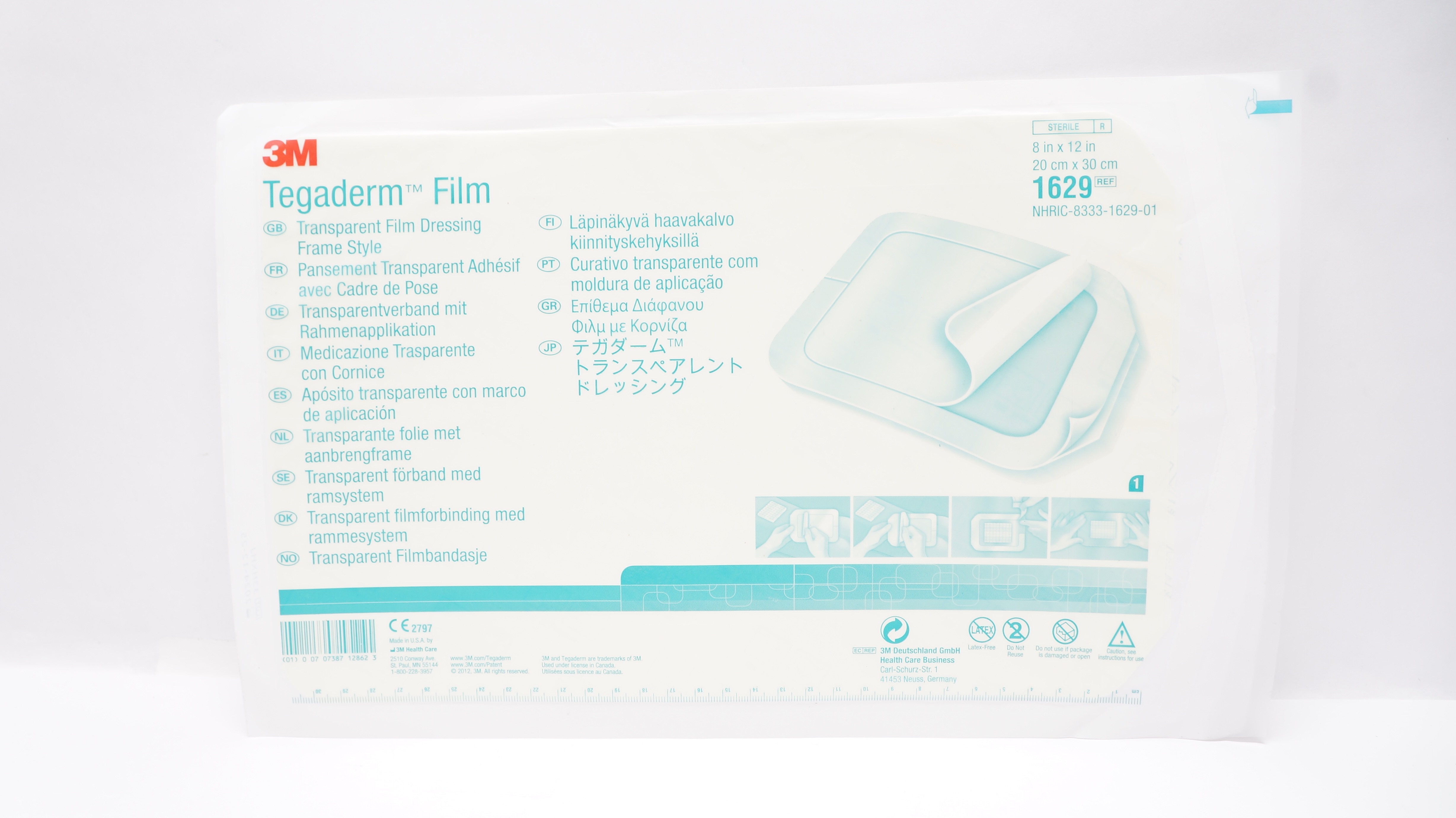 3M 1629 Tegaderm Transparent Film Dressing Frame Style 8inch x 12inch