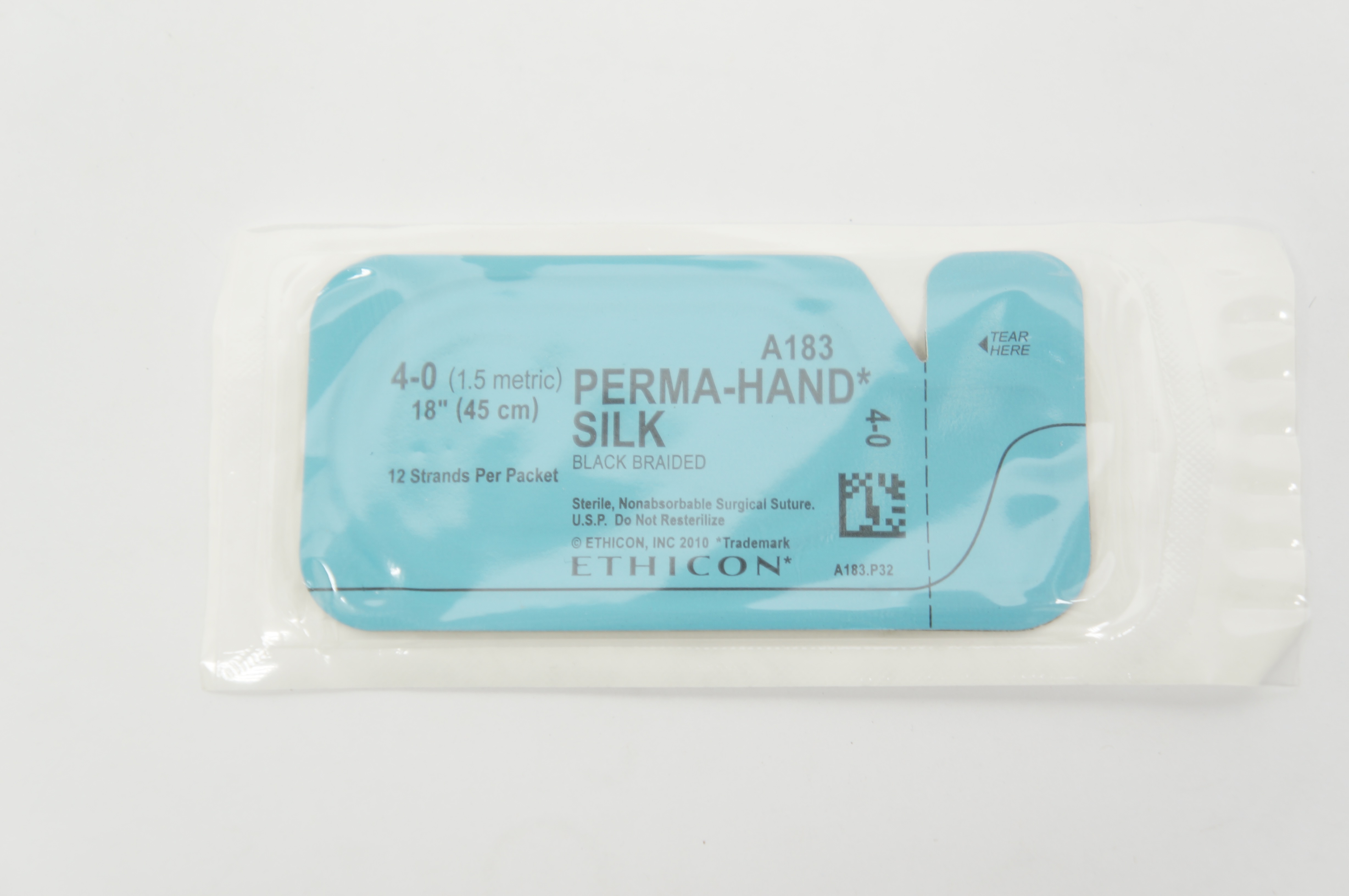 Ethicon A183 4-0 Perma-Hand Silk Surgical Stre Black Braided 18 inch