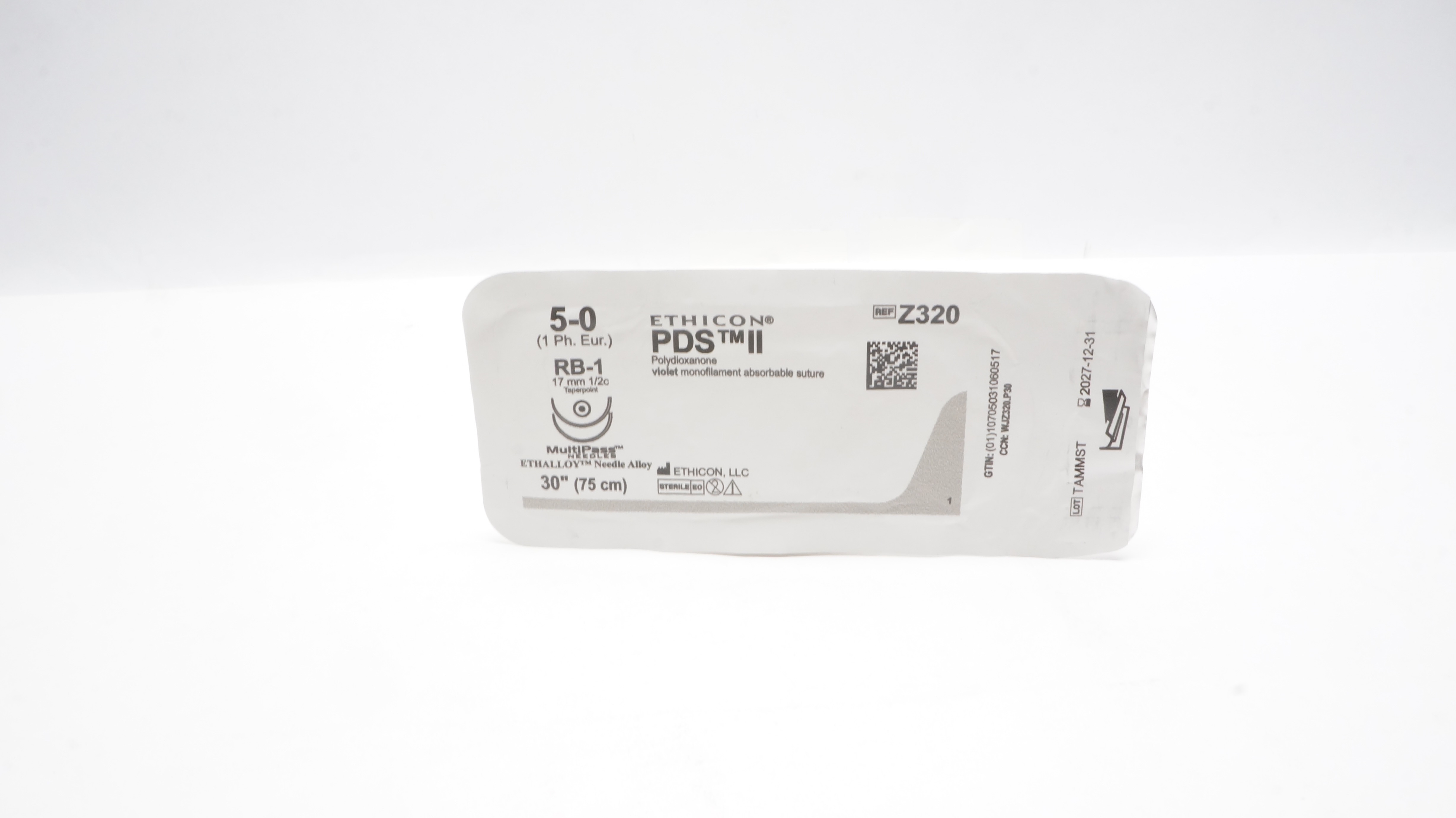 Ethicon Z320 5-0 PDS II Polydioxanone Stre RB-1 17mm 1/2c Taperpoint 30inch (x)