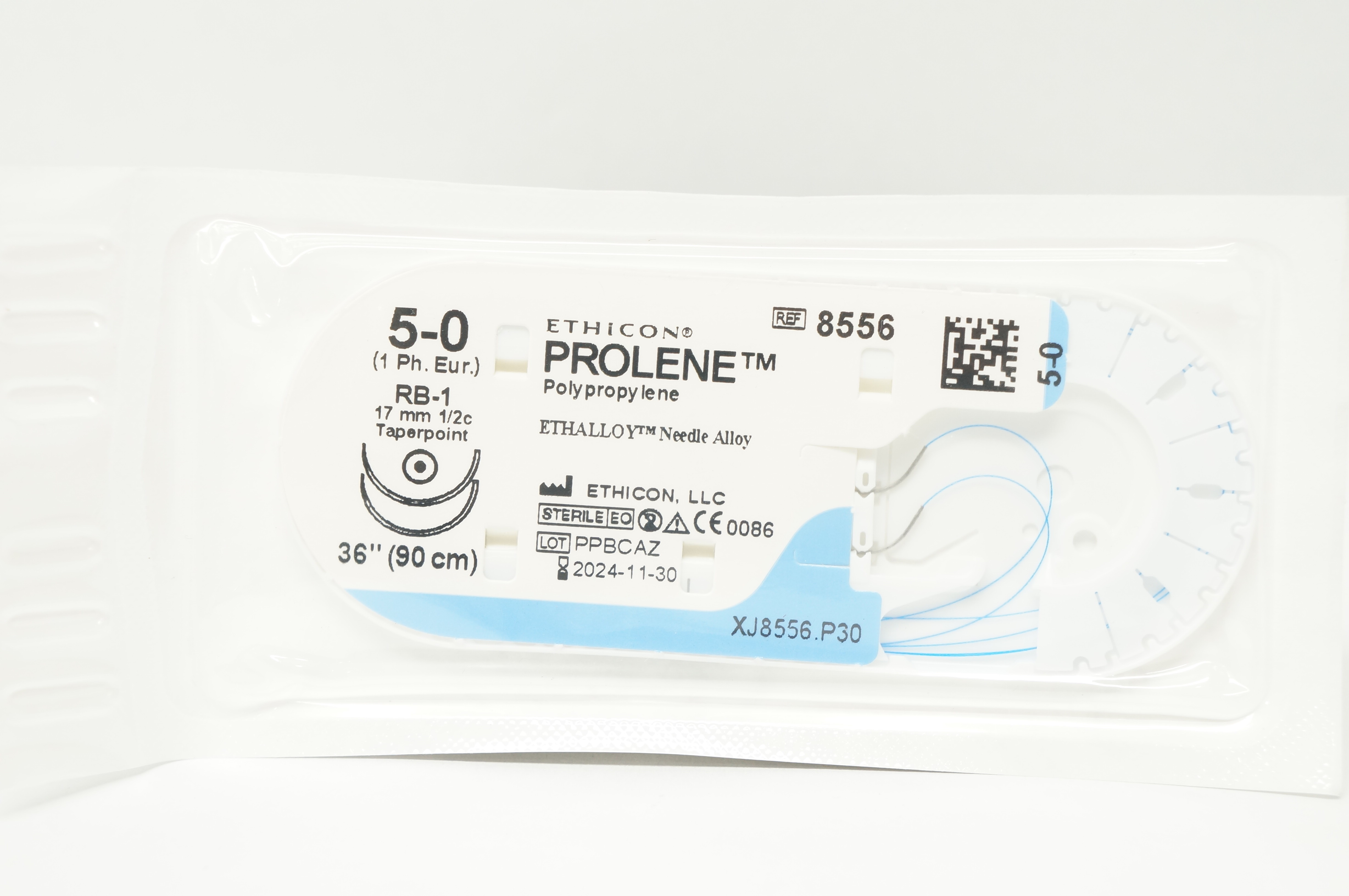 Ethicon 8556 5-0 PROLENE Stre RB-1 17mm 1/2c Taper 36 inch