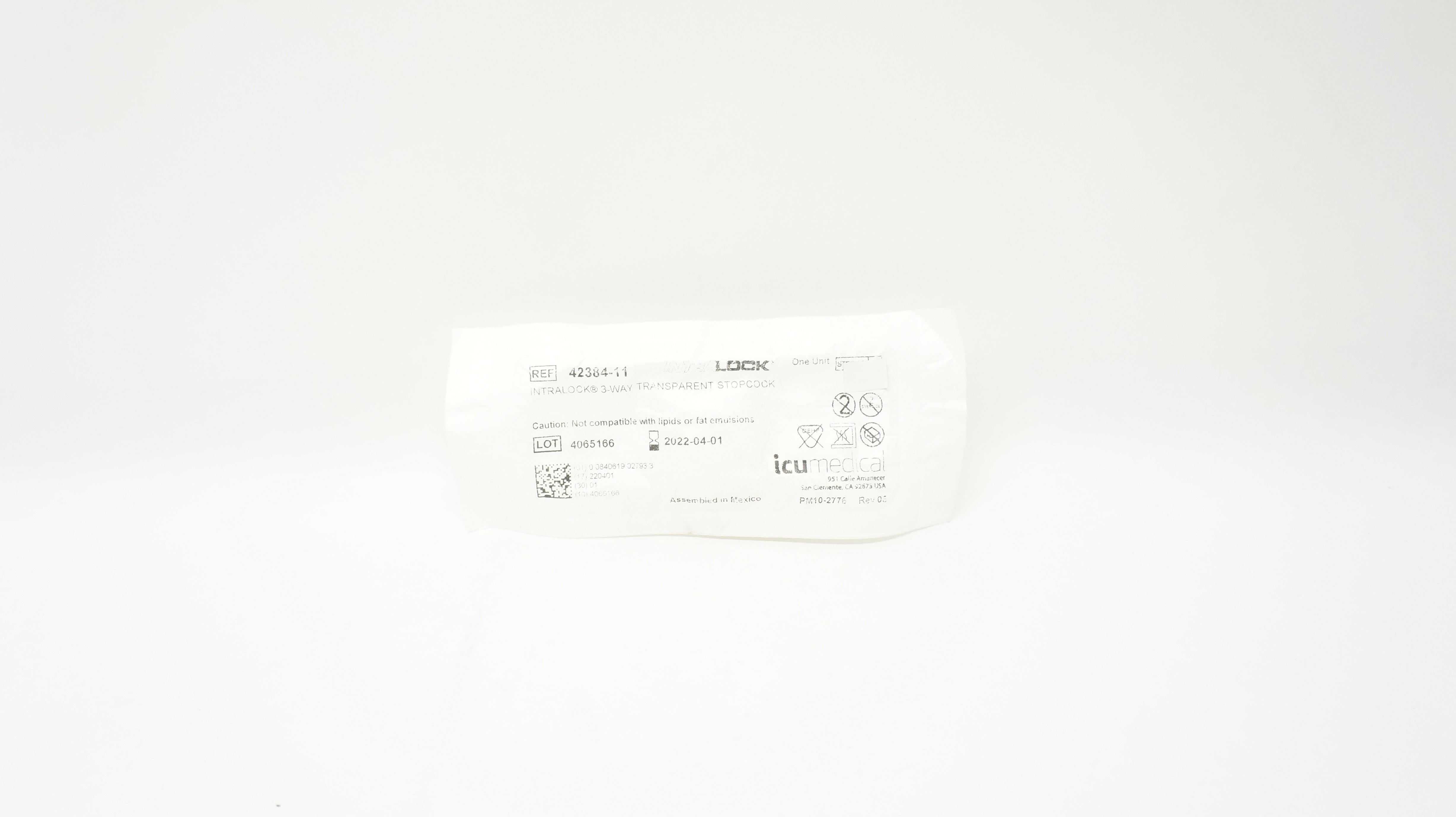 IcuMedical 42384-11 IntraLock 3-way Transparent Stopcock