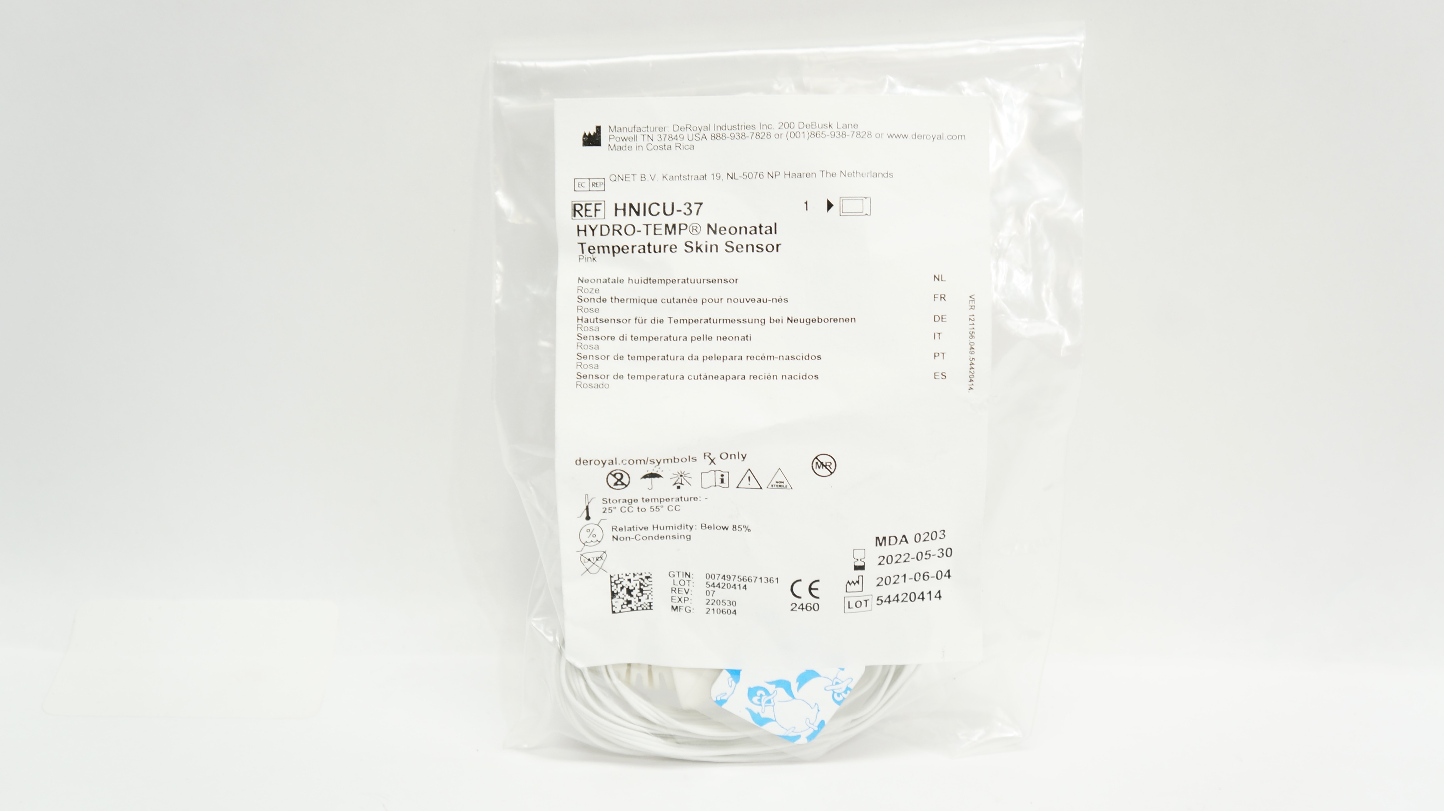 DeRoyal HNICU-37 Hydro-Temp Neonatal Temperature Skin Sensor (x)