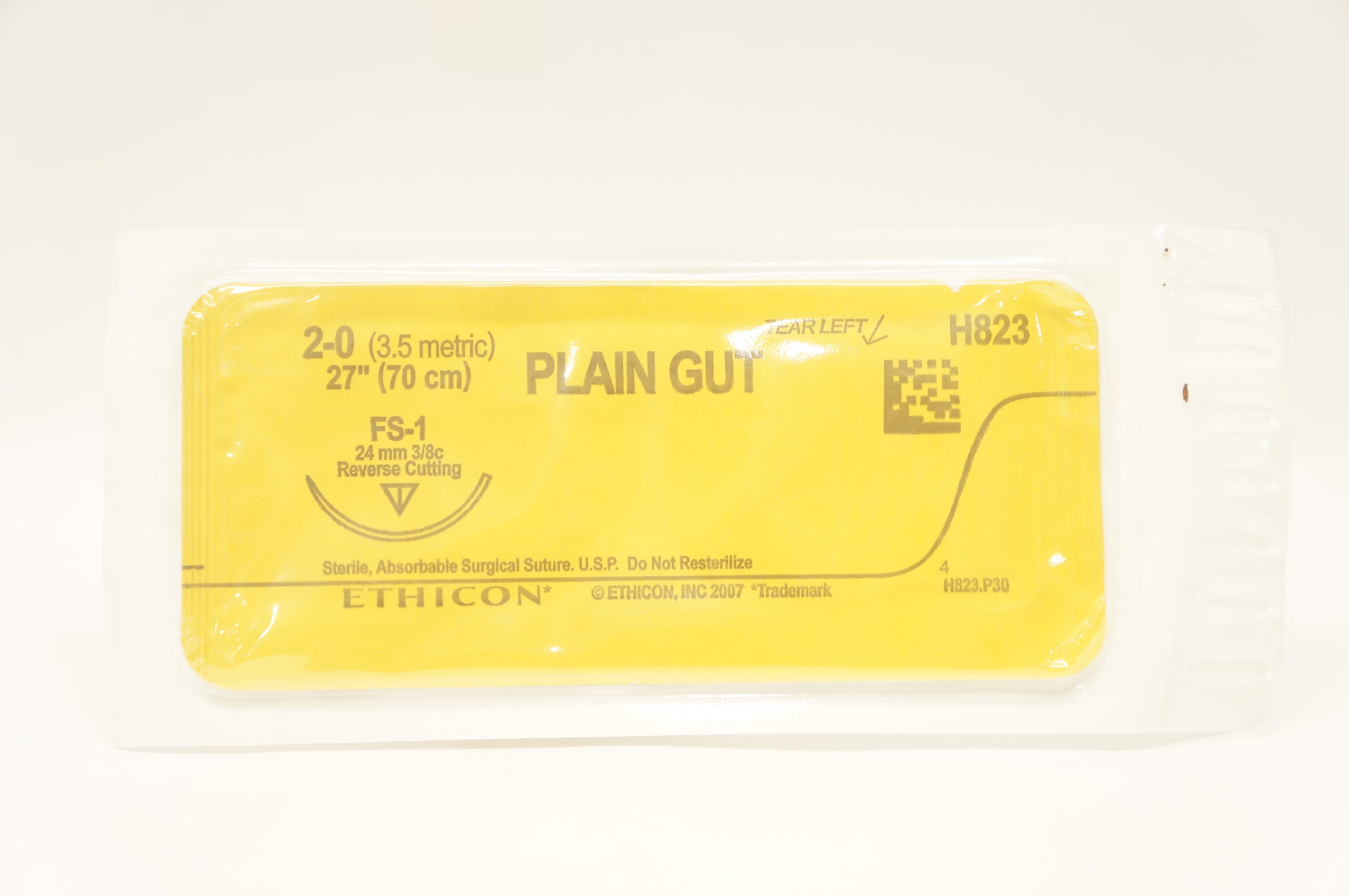 Ethicon H823 2-0 Plain Gut FS-1 3/8c 24mm Reverse Cutting, 27inch (x)