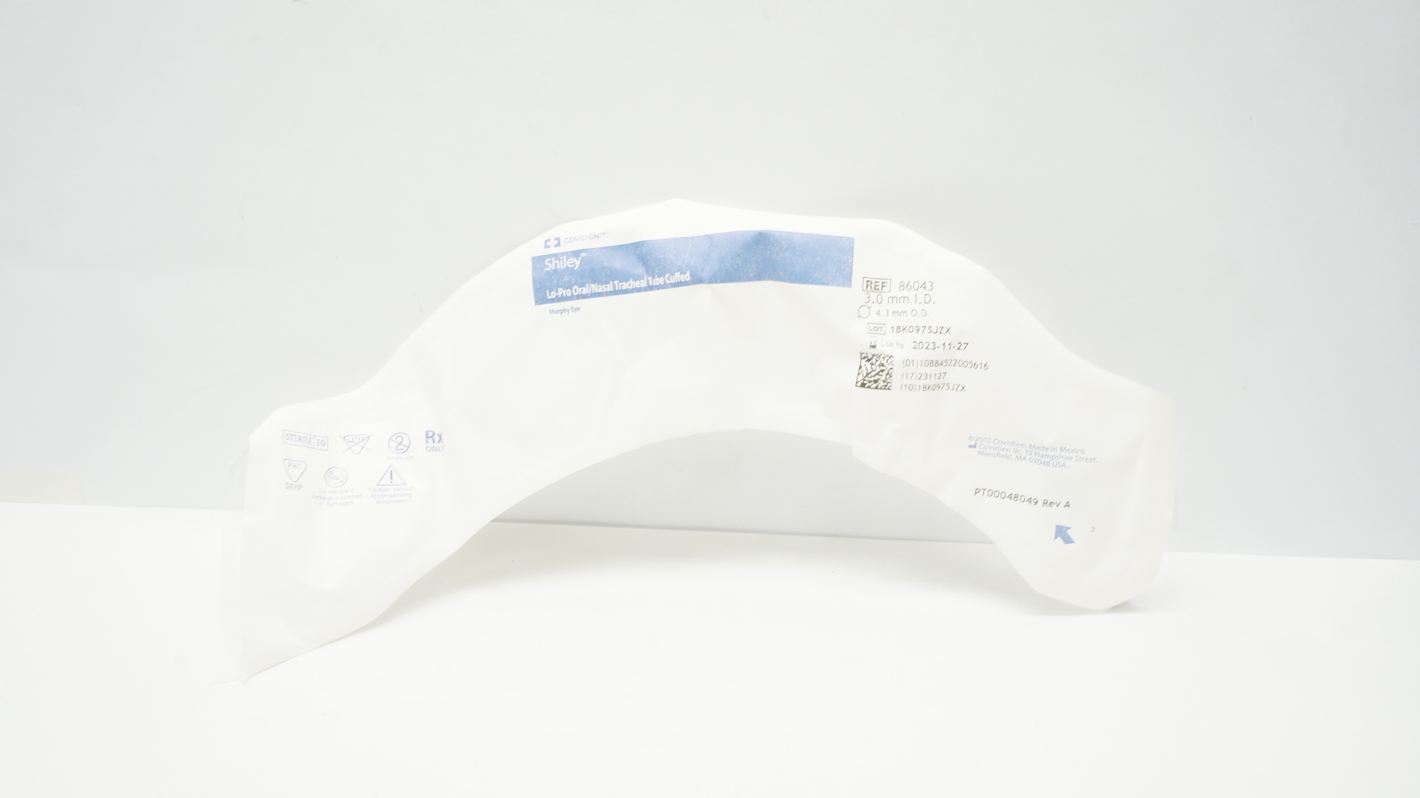 Covidien 86043 Shiley LO-Pro Oral/Nasal Tracheal Tube Cuffed 3.0ID x 4.3mmOD (x)