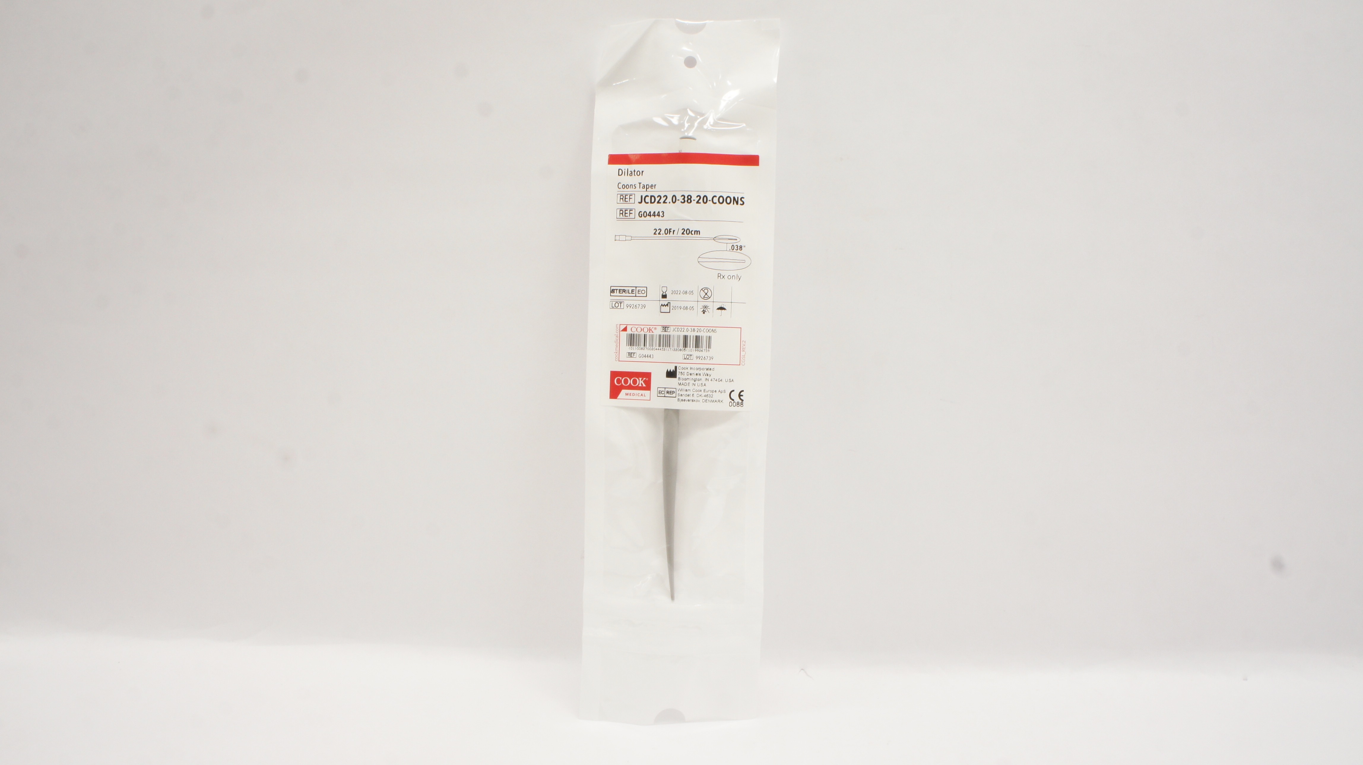 Cook Medical G04443 Dilator Coons Taper 22Fr x 0.038inch (x)