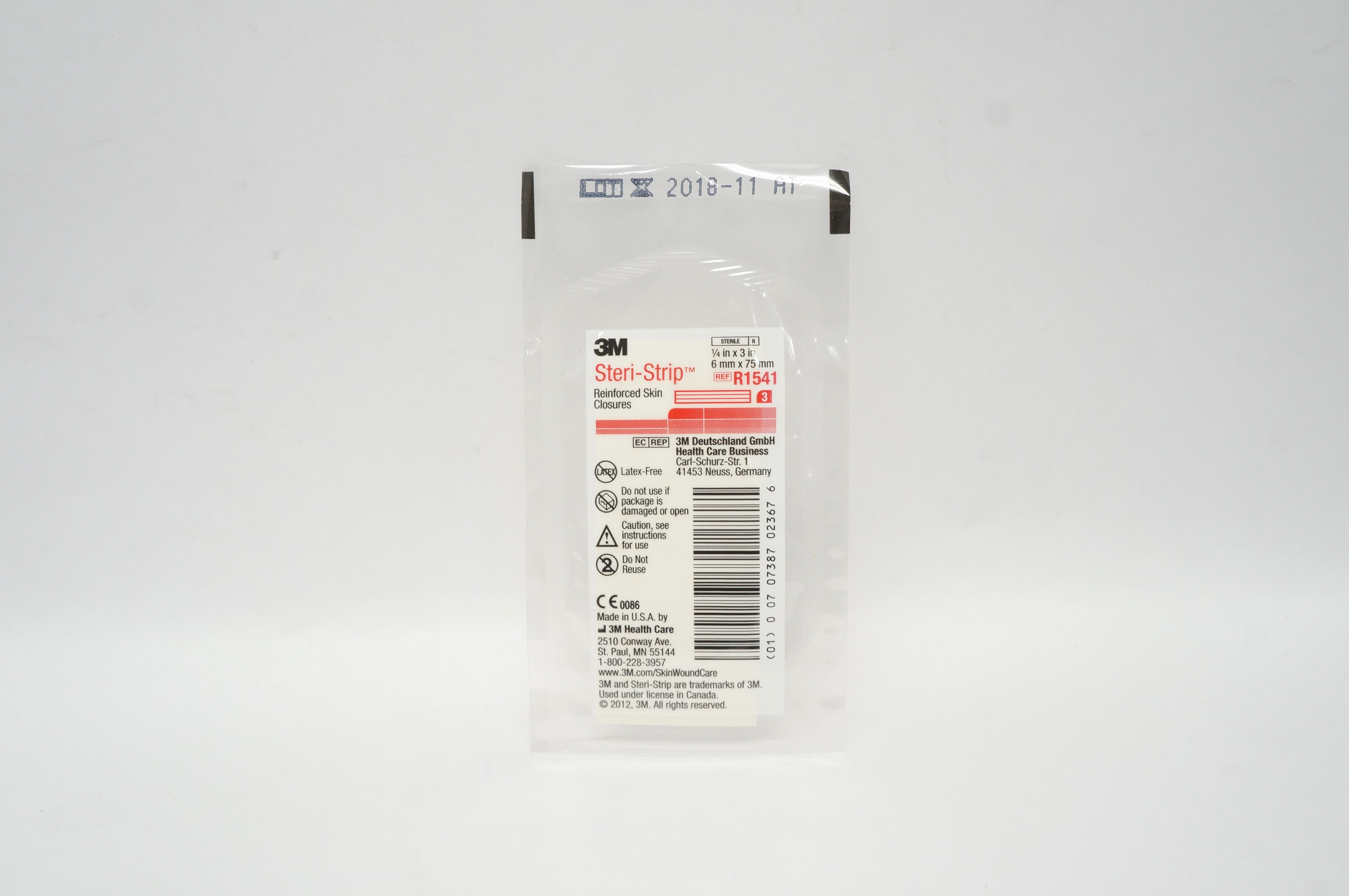 3M R1541 Steri-Strip Reinforced Skin Closures 1/4inch x 3inch (x) - Pack of 3