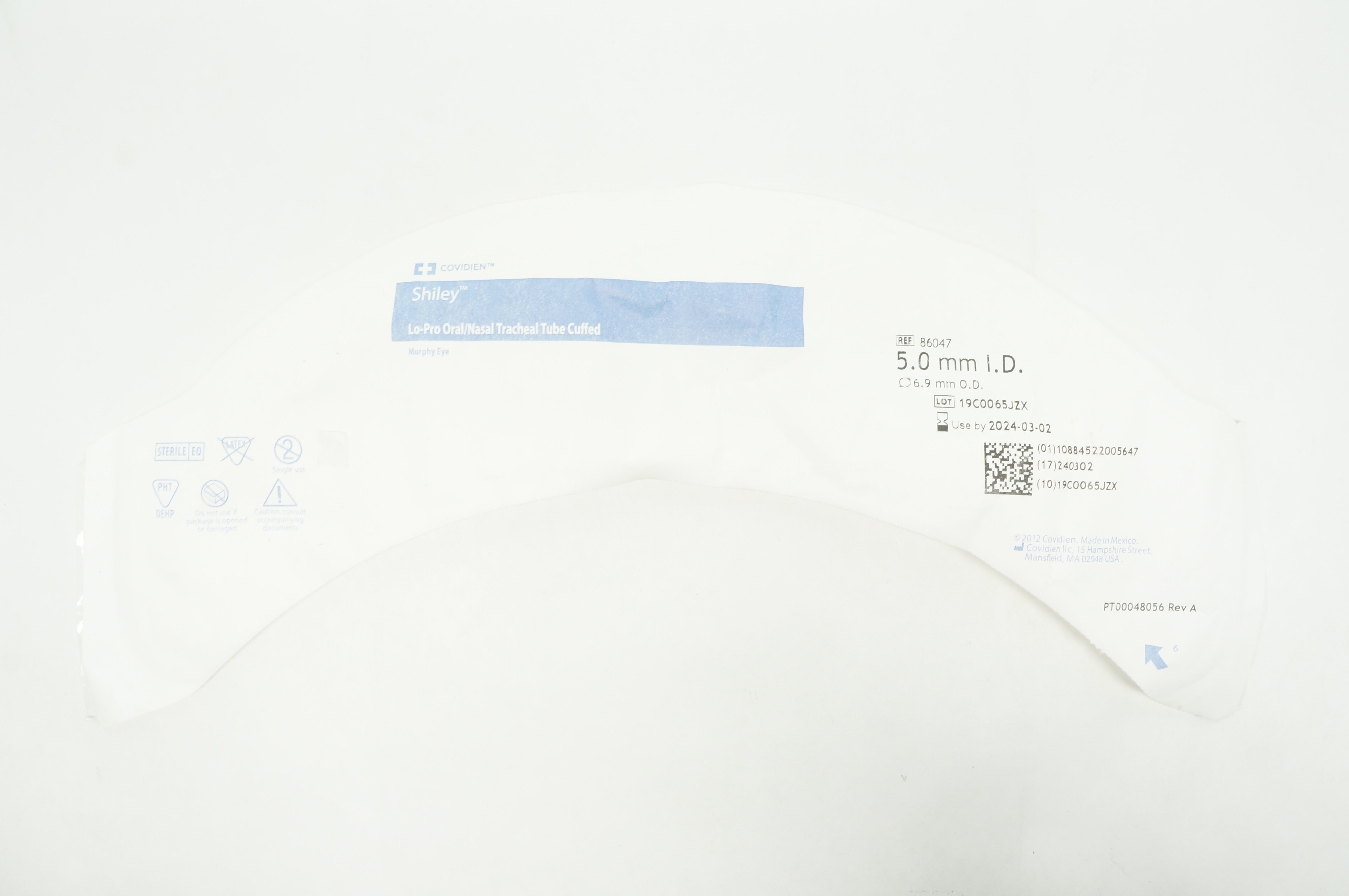 Covidien 86047 Shiley LO-Pro Oral/Nasal Tracheal Tube Cuffed 5.0 x 6.9mm
