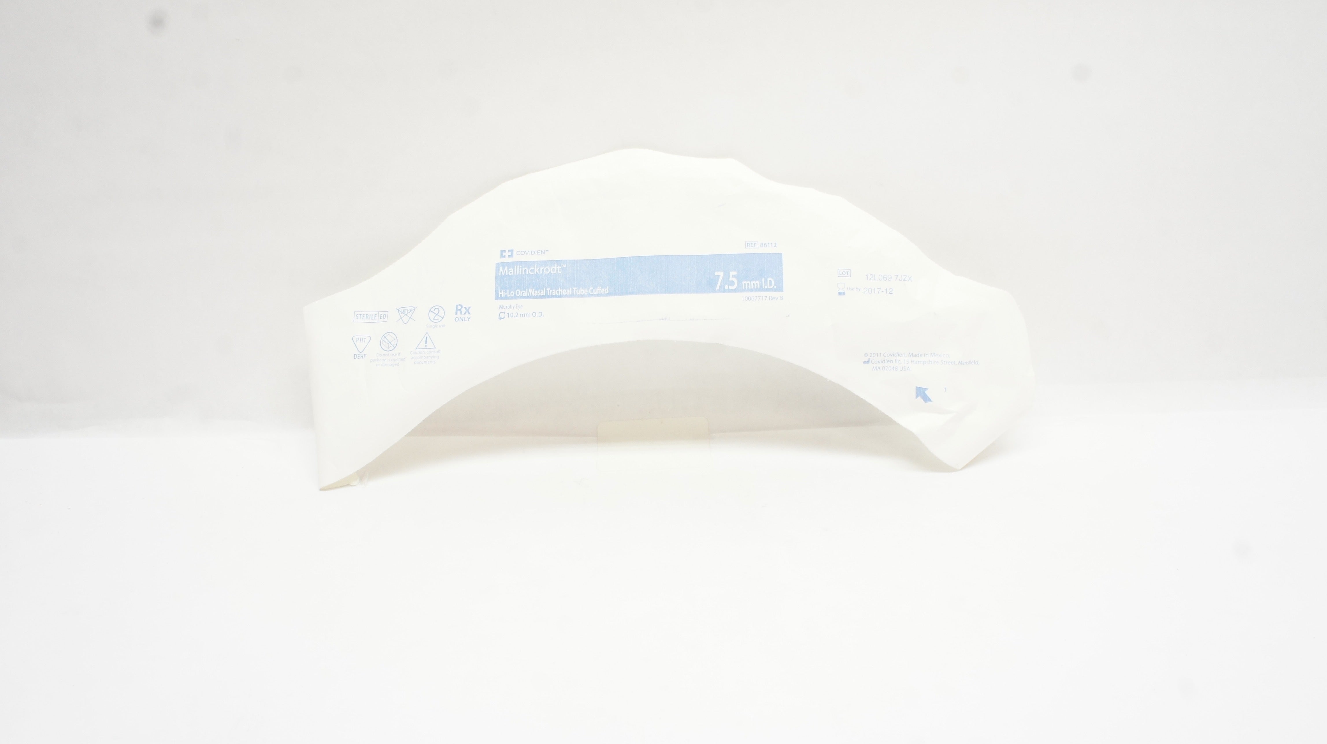 Covidien 86112 Shiley Hi-Lo Oral/Nasal Tracheal Tube Cuffed 7.5mm x 10.2mm (x)