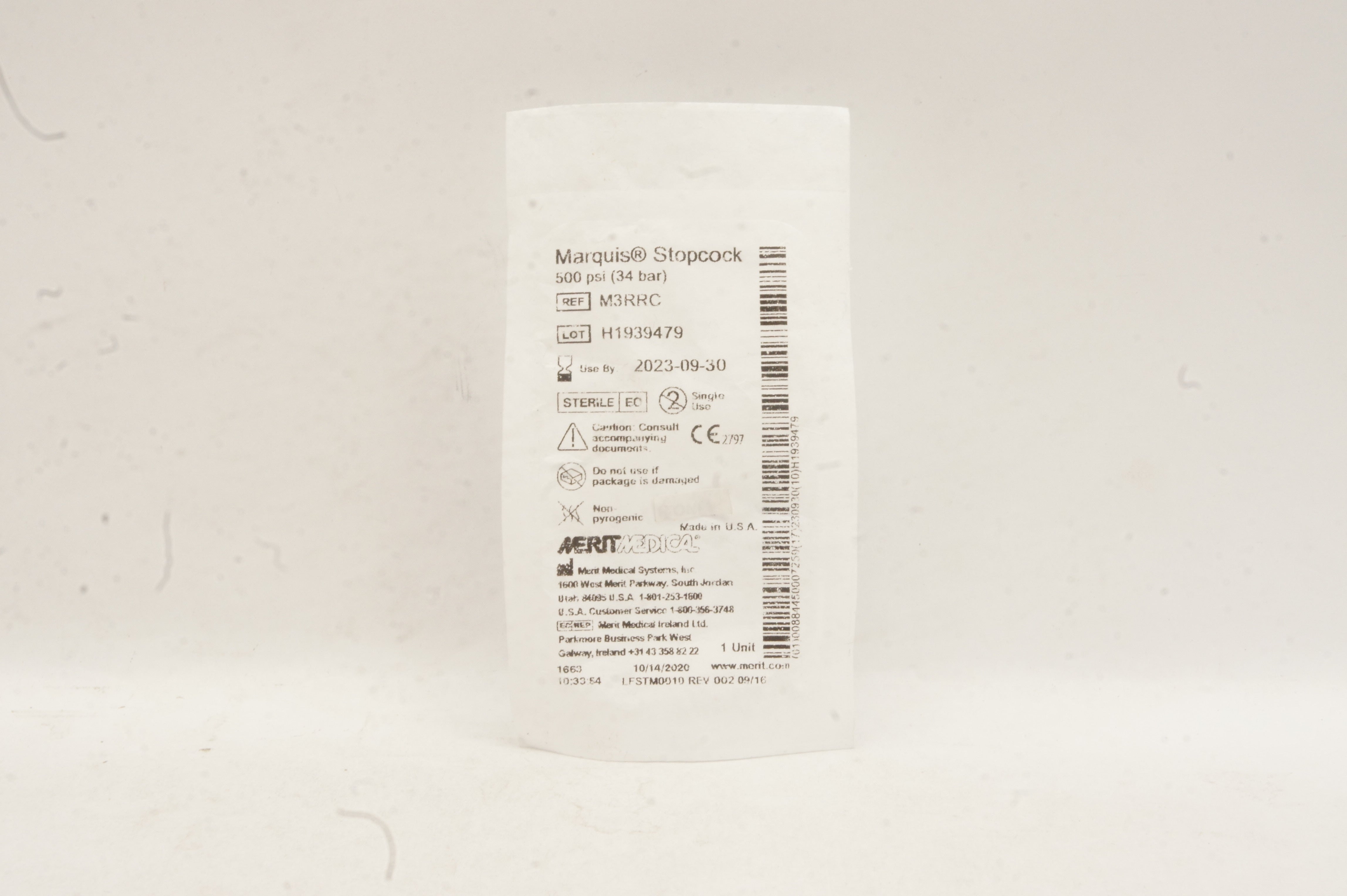 Merit Medical M3RRC Marquis Stopcock 500psi