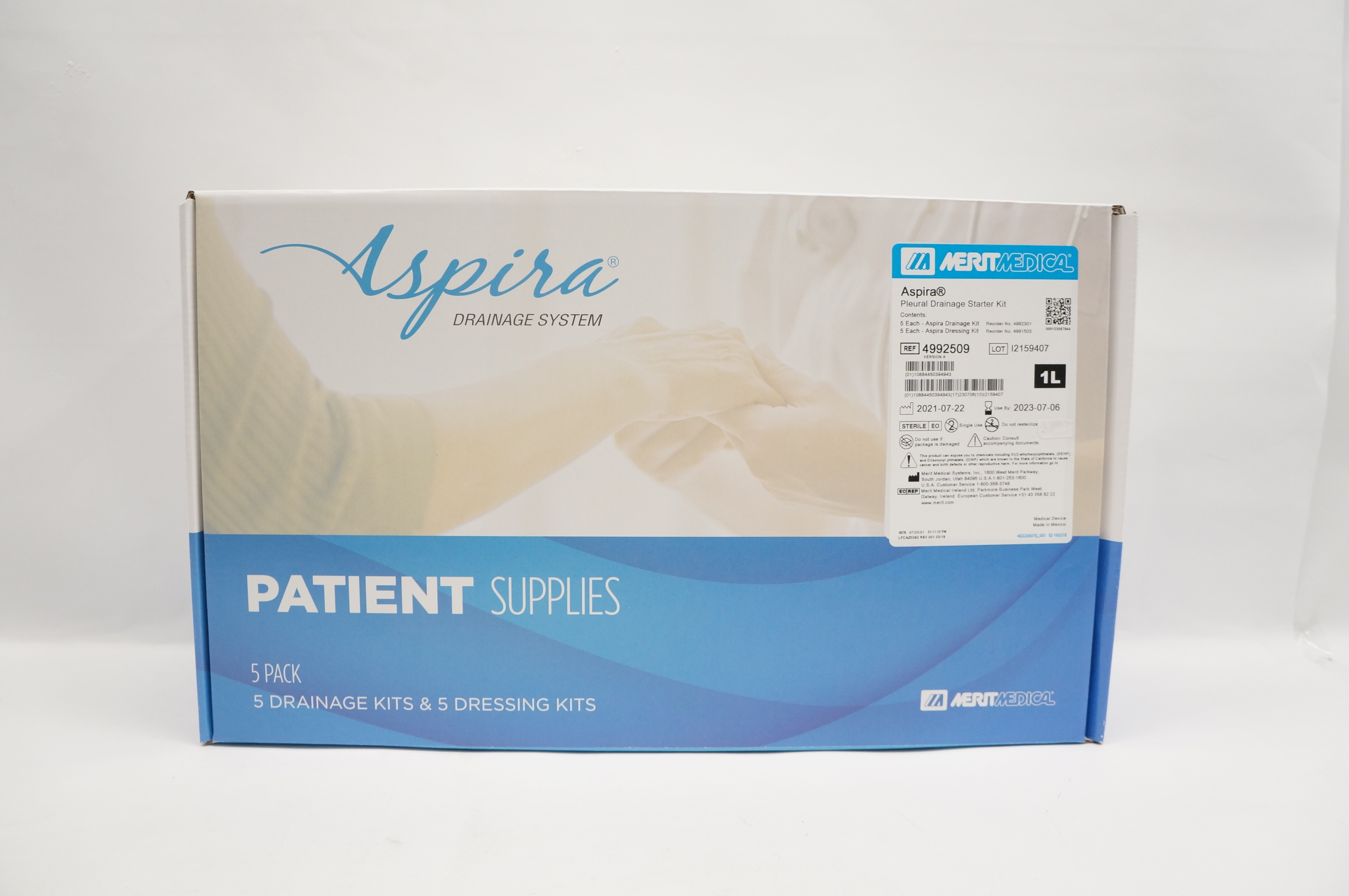 Merit Medical 4992509 Aspira Pleural Drainage Starter Kit 1L (x) Box of 5