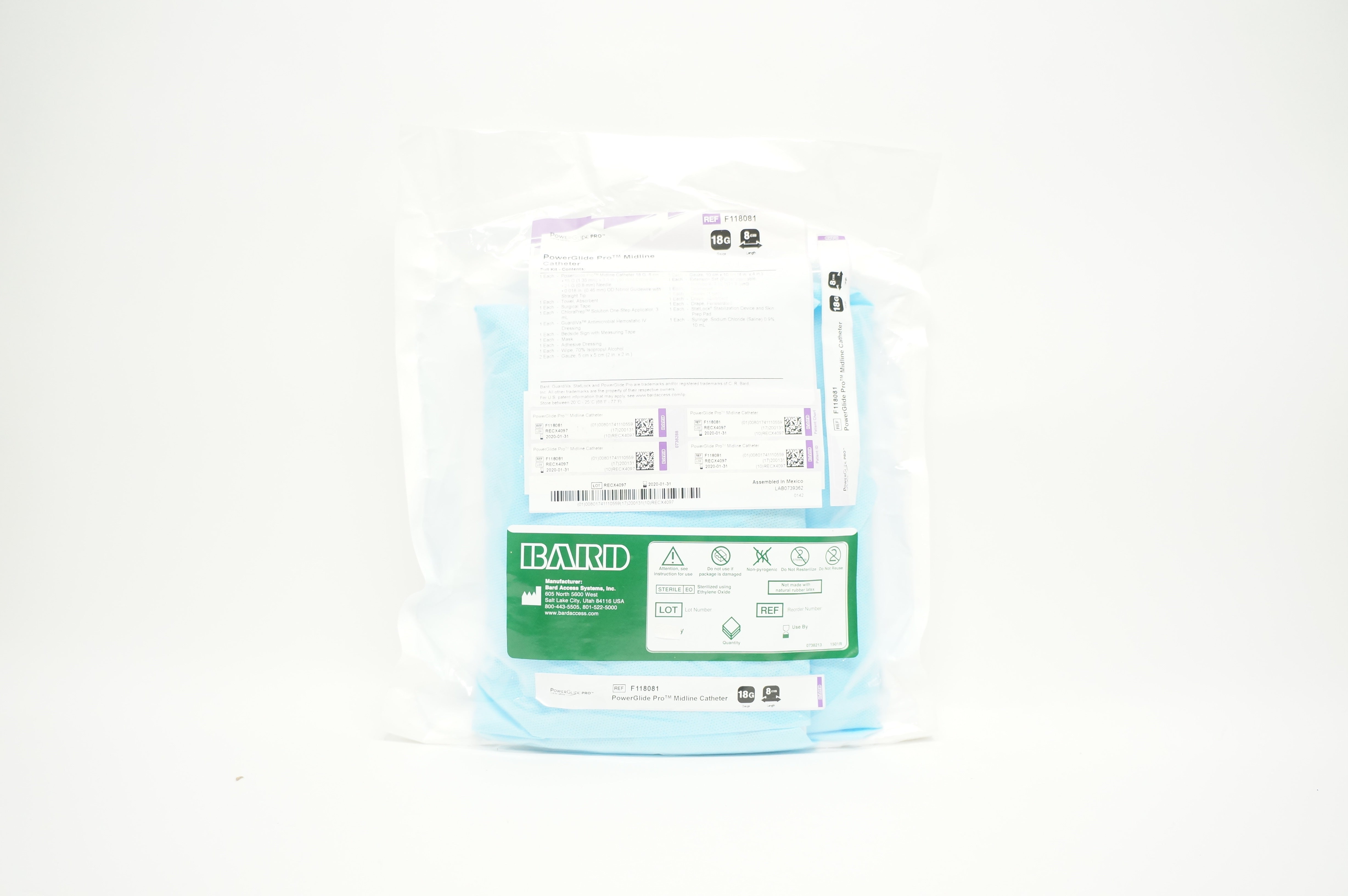 Bard F118081 PowerGlide Pro Midline Cath. 18G x 8cm (x)