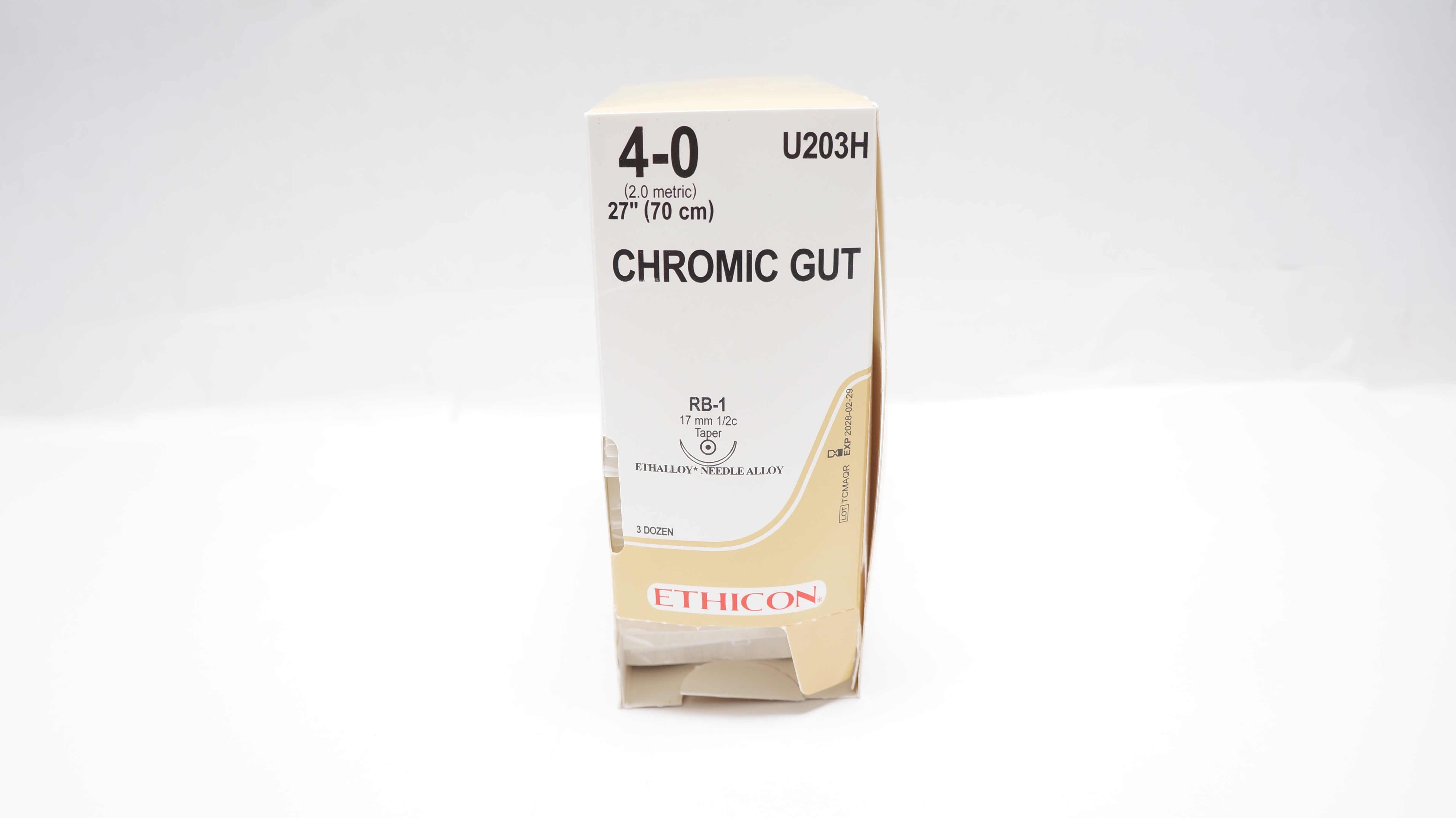 Ethicon U203H 4-0 Chromic Gut Stre RB-1 17mm 1/2c Taper 27inch - Box of 24