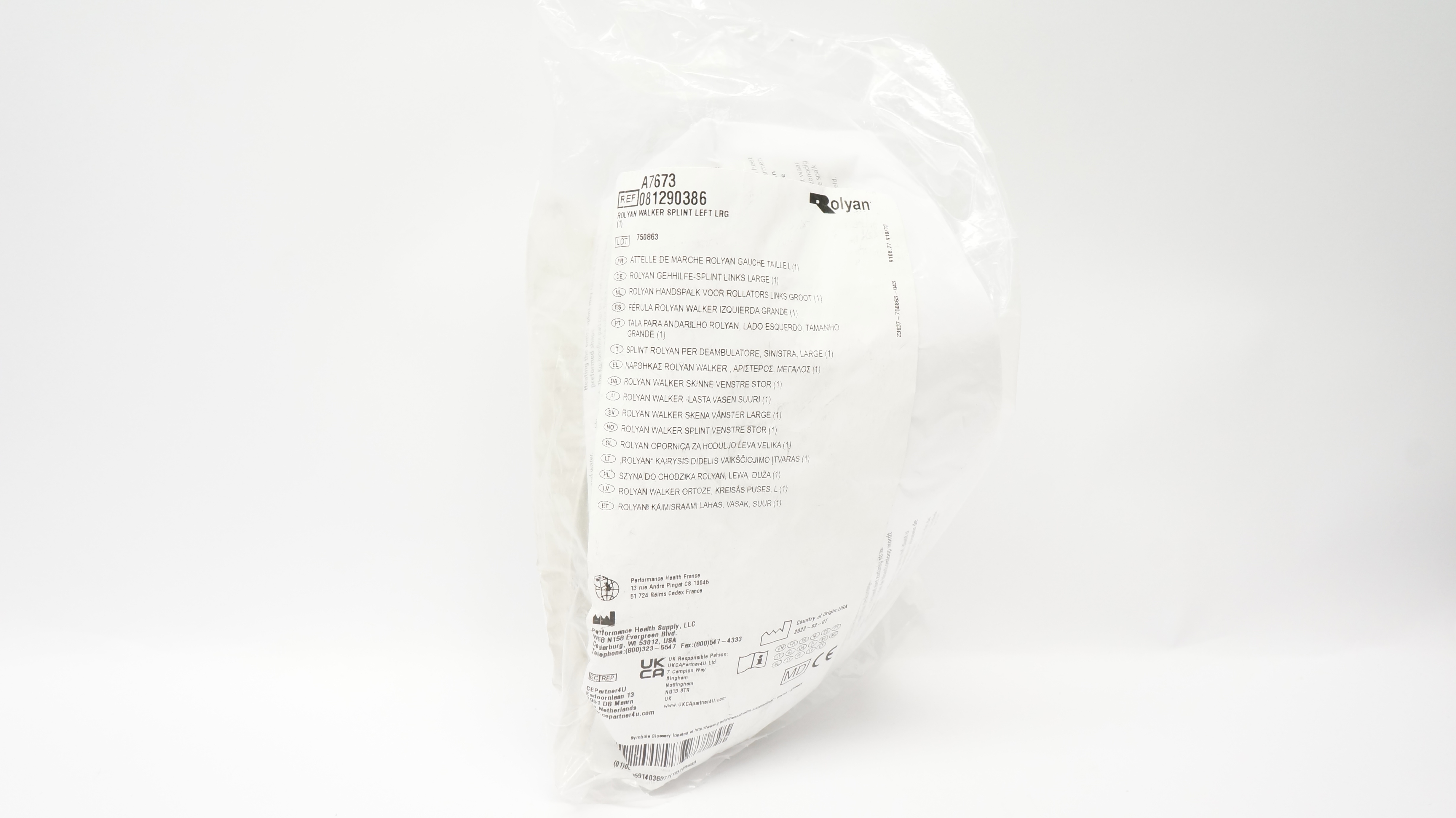 Performance Health Supply 081290386 Rolyan Walker Splint Left, Large