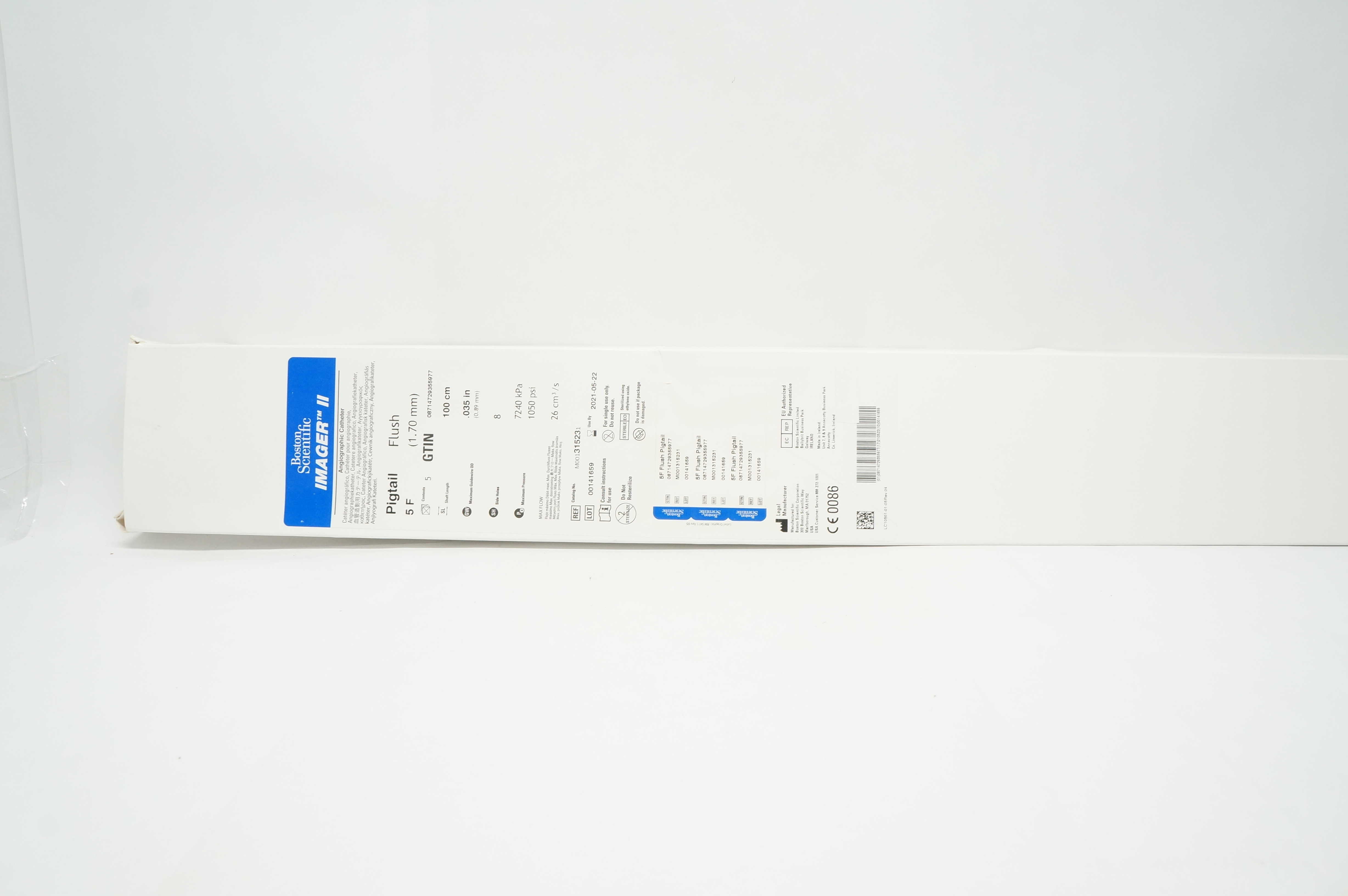 BostonScientific M001315231 ImagerII Angiographic Cath 5F Pigtail Flush-Box of 5