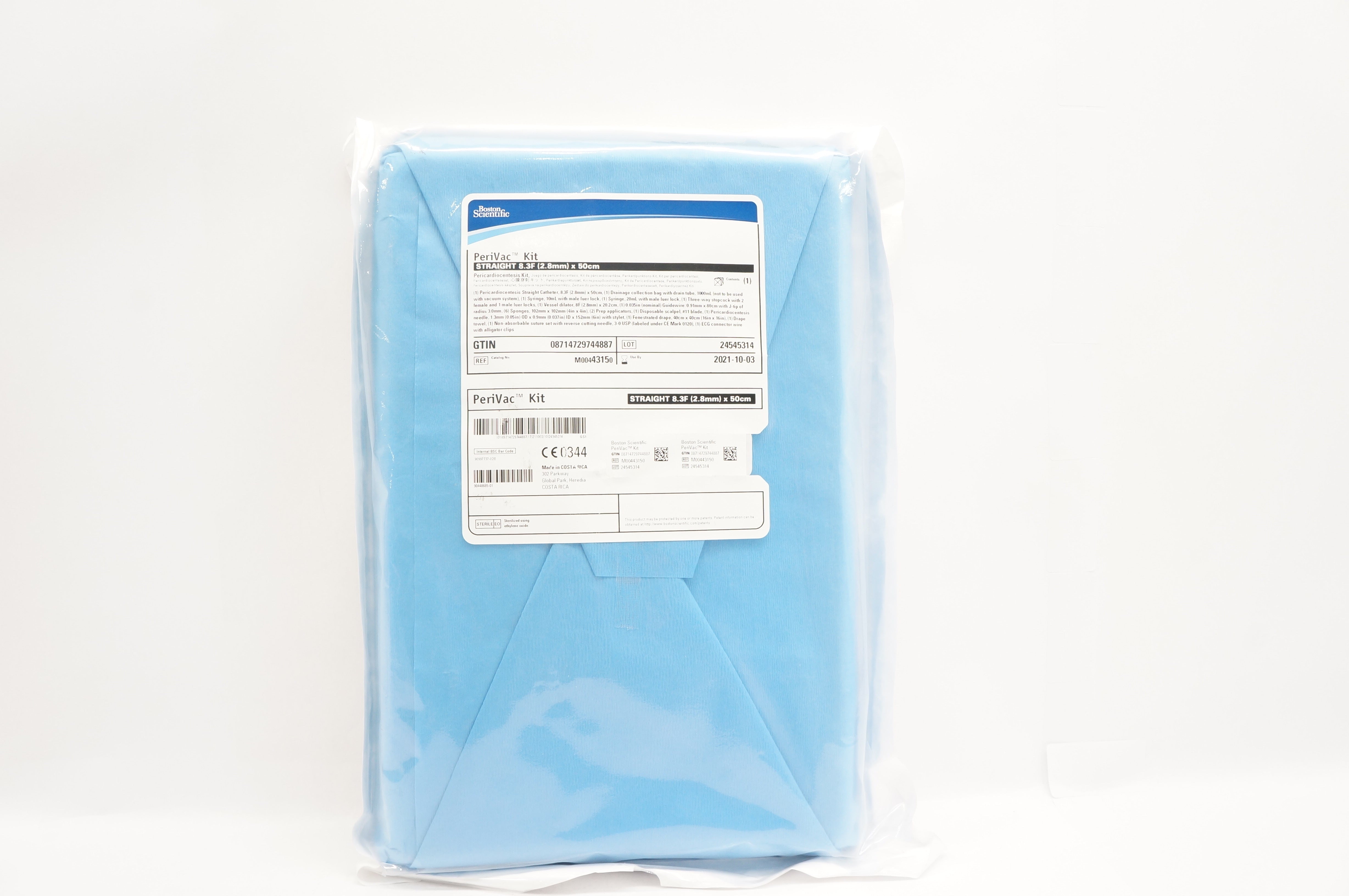 Boston Scientific M00443150 PeriVac Pericardiocentesis Kit, 8.3F x