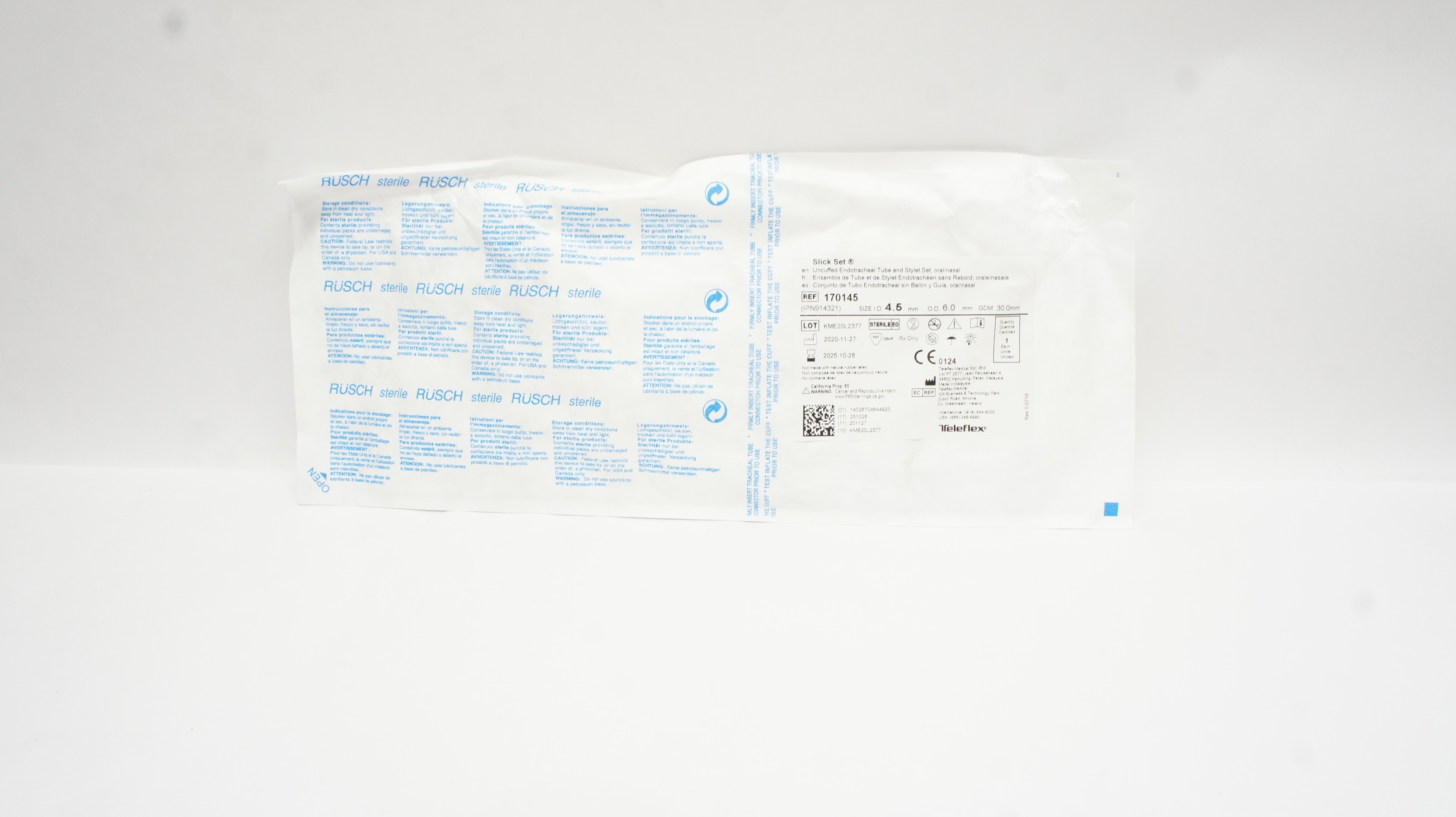 Teleflex 170145 Rusch Slick Set Endotracheal Tube and Stylet Set 4.5ID ...