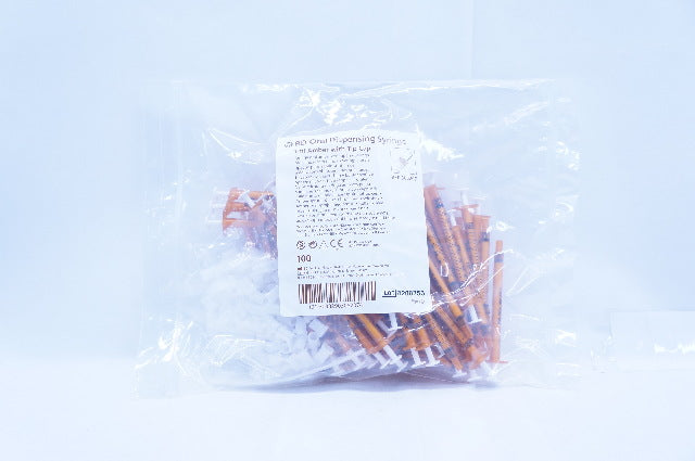 BD 305207 Oral Dispensing Syringe 1ml Amber with Tip Cap - Pack of 100