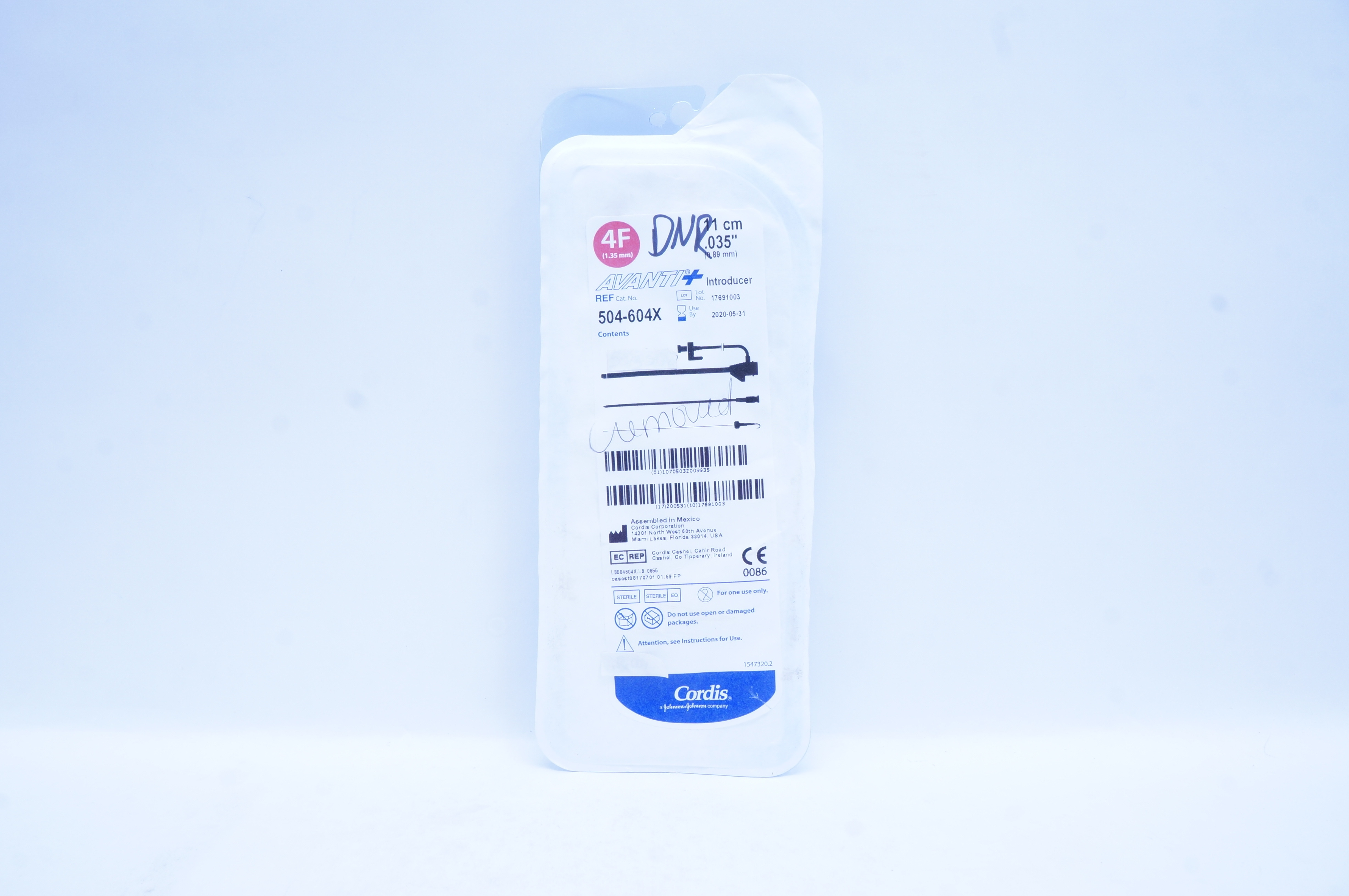 Cordis 504-604X AVANTI Plus Introducer 4F x 11 cm x 0.035 inch (x)