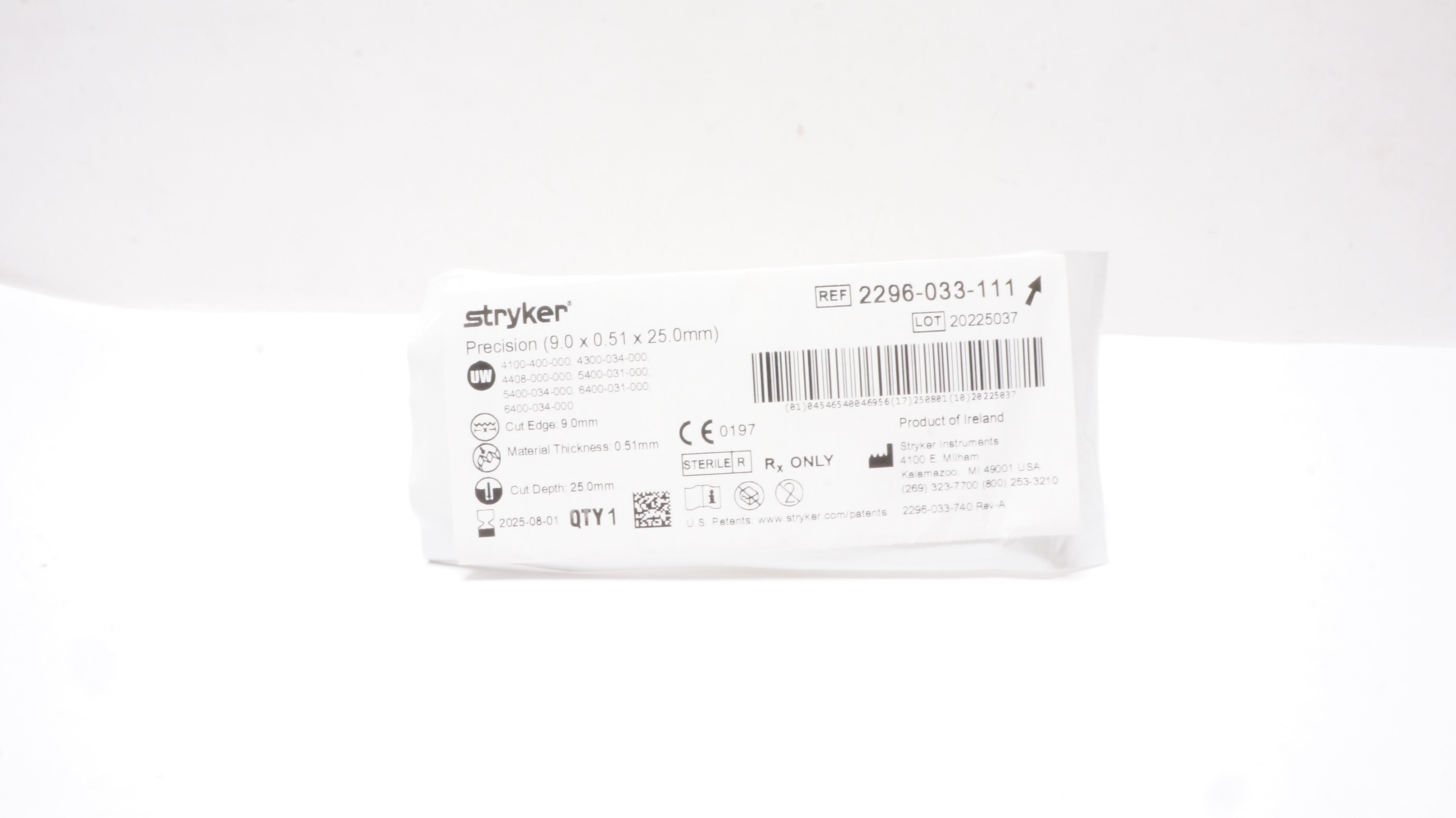 Stryker 2296-033-111 Precision 9.0 x 0.51 x 25.0mm