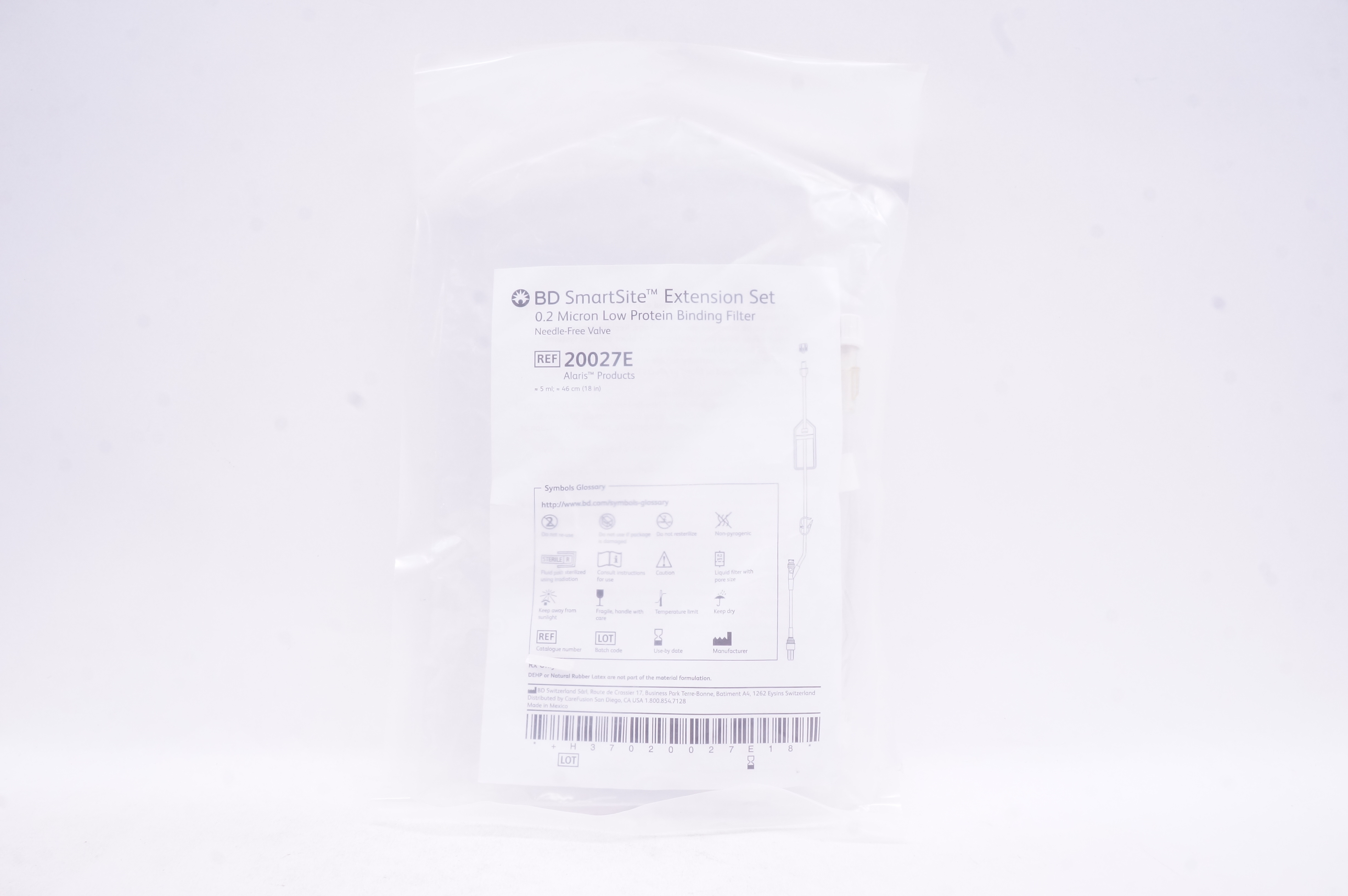 BD 20027E SmartSite Extension Set w/Low Protein Binding Filter 5ml x 18inch
