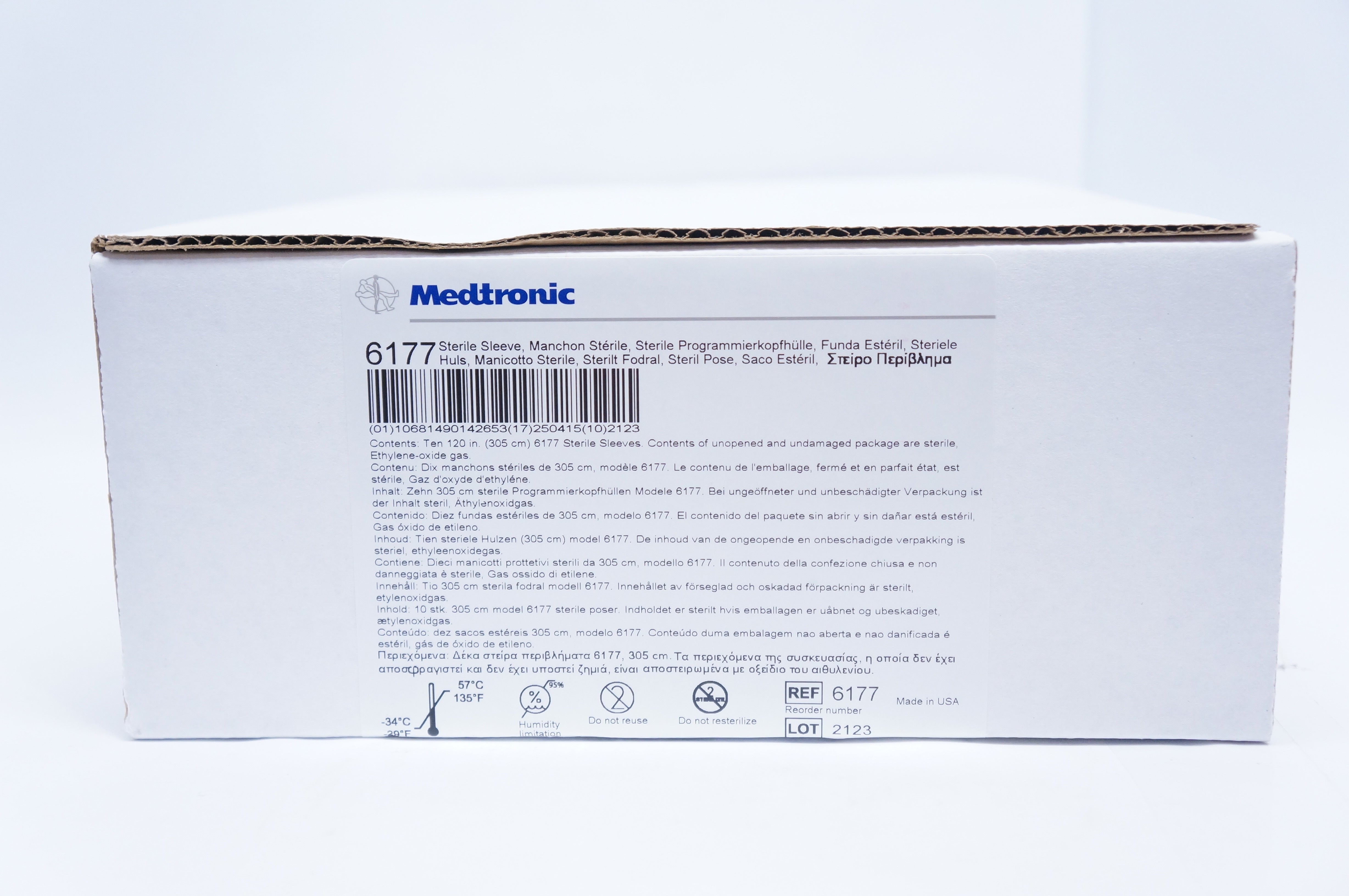 Medtronic 6177 Sterile Sleeve Ten 120 in (305cm ) Box of 10