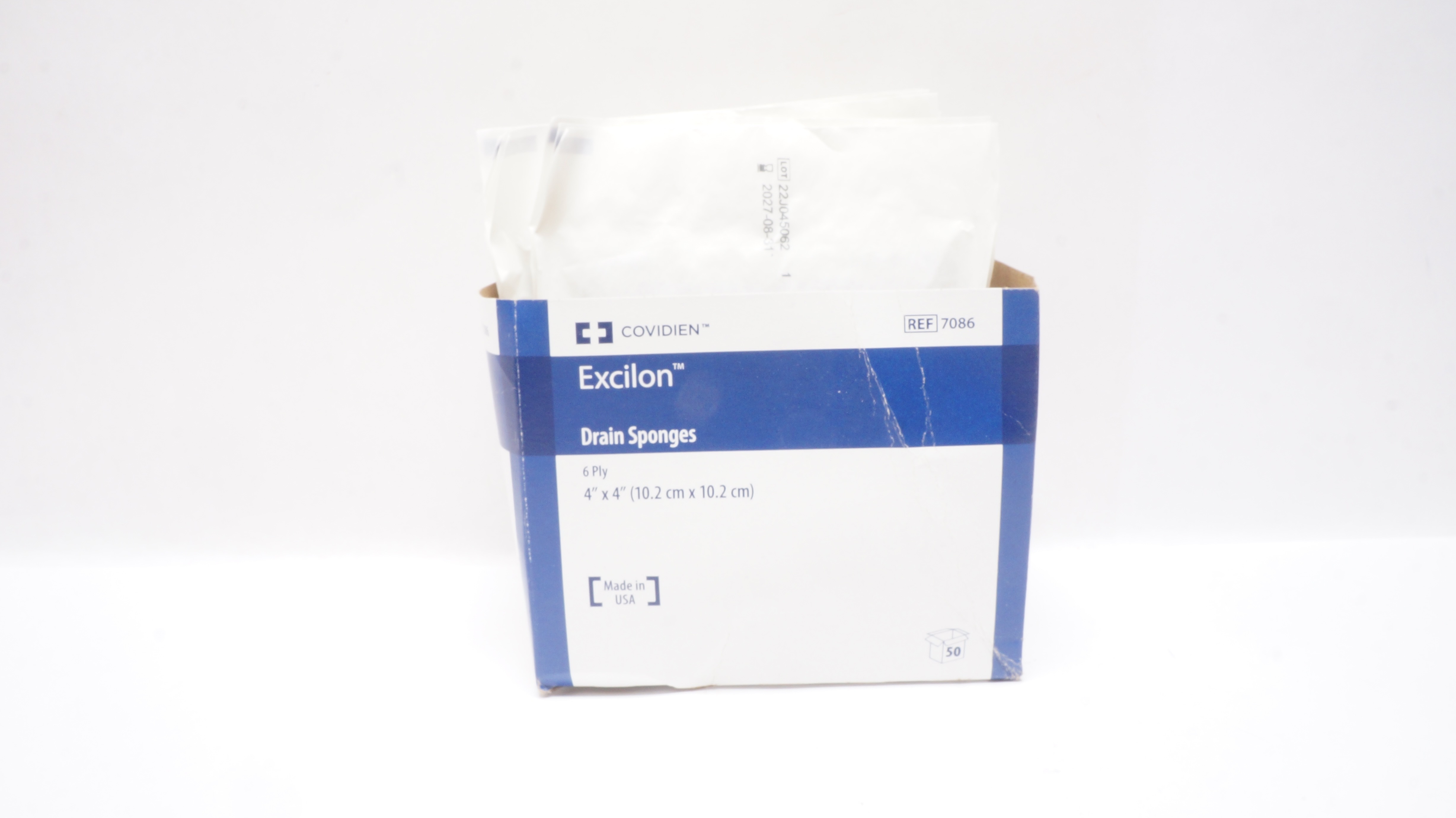 Exilion Covidien 7086 Excilon Drain Sponges 6Ply, 4inch x 4inch - Box of 17