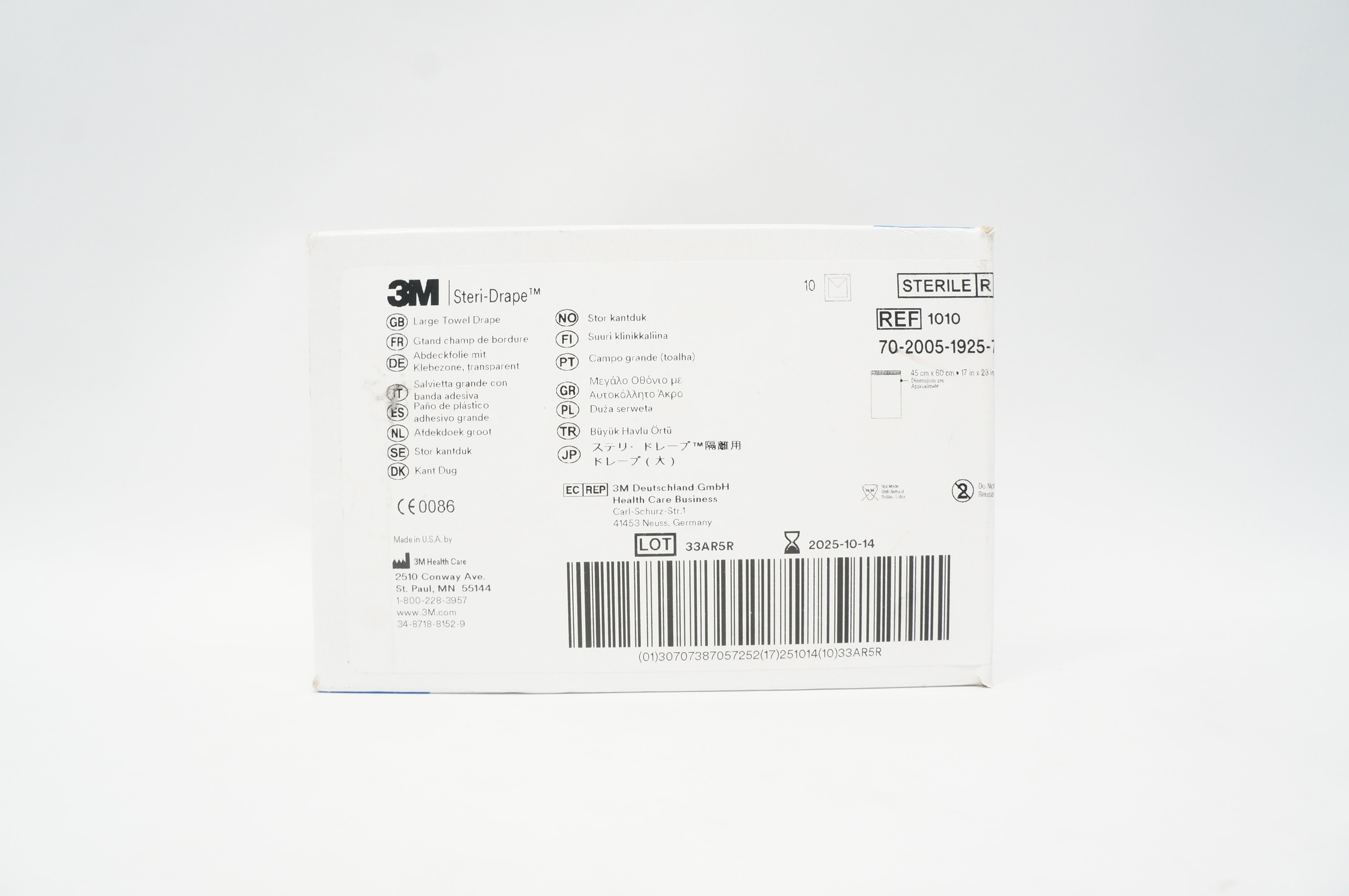 3M 1010 Steri-Drape Large Towel Drape 17 inch x 23 inch Approximate - Box of 10